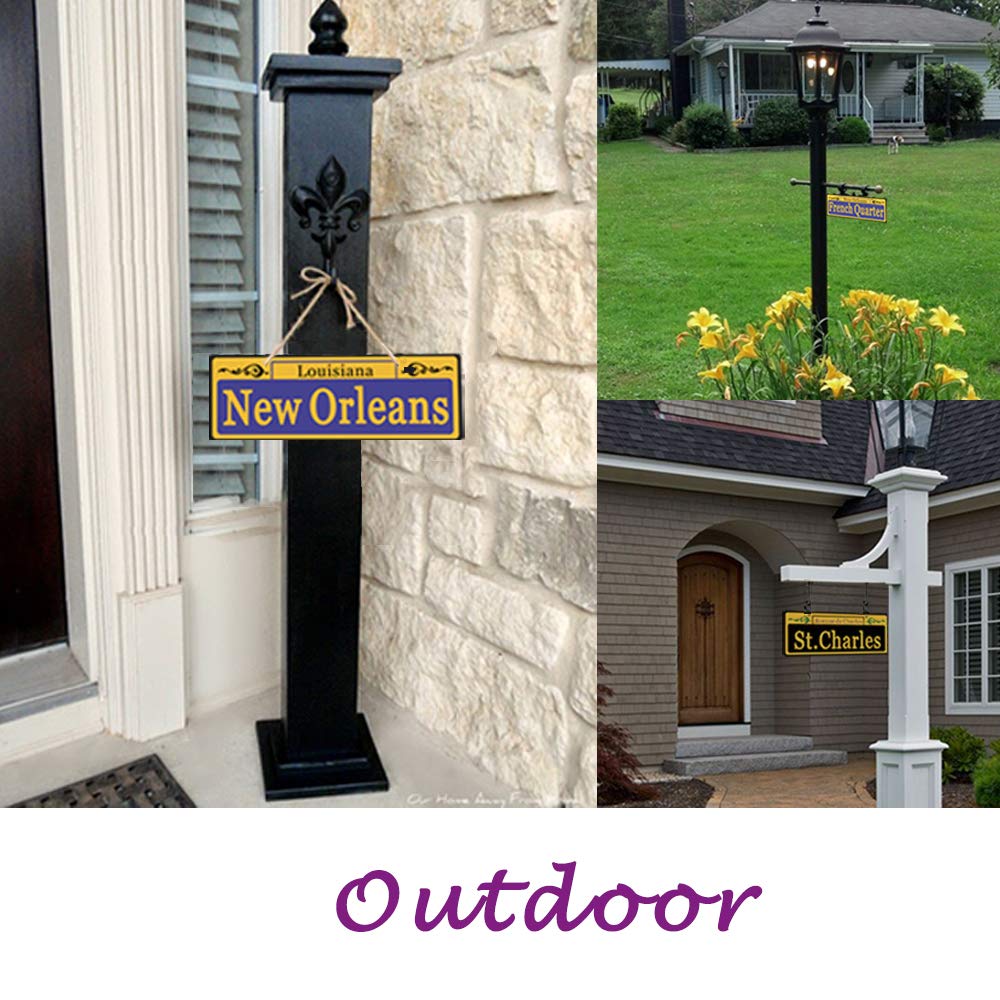 Mardi Gras Decorations 8 Set, Duplex Printed New Orleans Street Signs with 8x Metal Chains, PVC Made Mardi Gras Ornaments for Room Decor, Carnival Party Table Ornaments Tree Decoration, 4 x 12 Inch