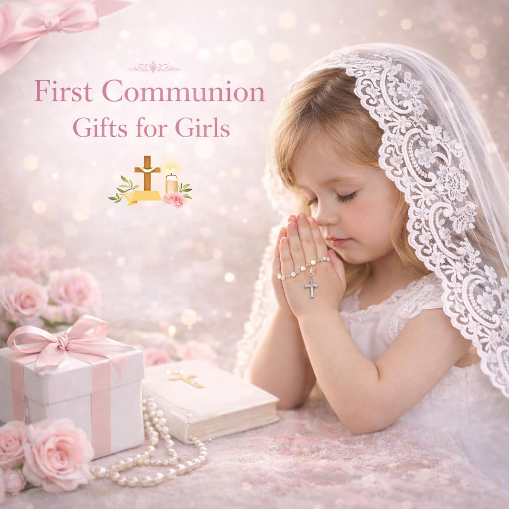 FJHAIY First Communion Gifts Baptism First Holy communion Cross Necklace&Cross Bracelets Christian Gifts Easter Gifts (First Holy Communion)