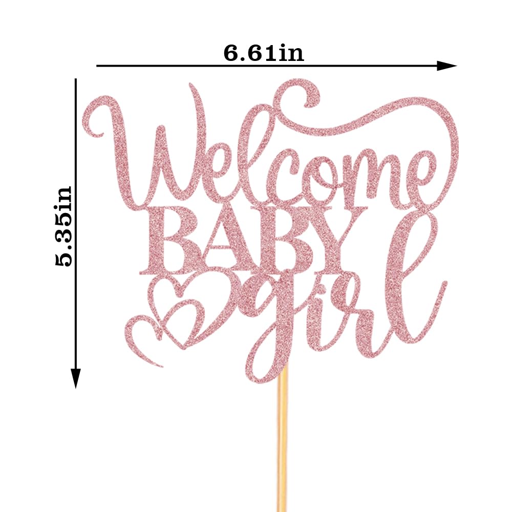 WRACKKIAR Welcome Baby Girl Cake Topper-aby Shower Cake Pick-Oh Baby Cake Toppers-Gender Reveal Party Decorations