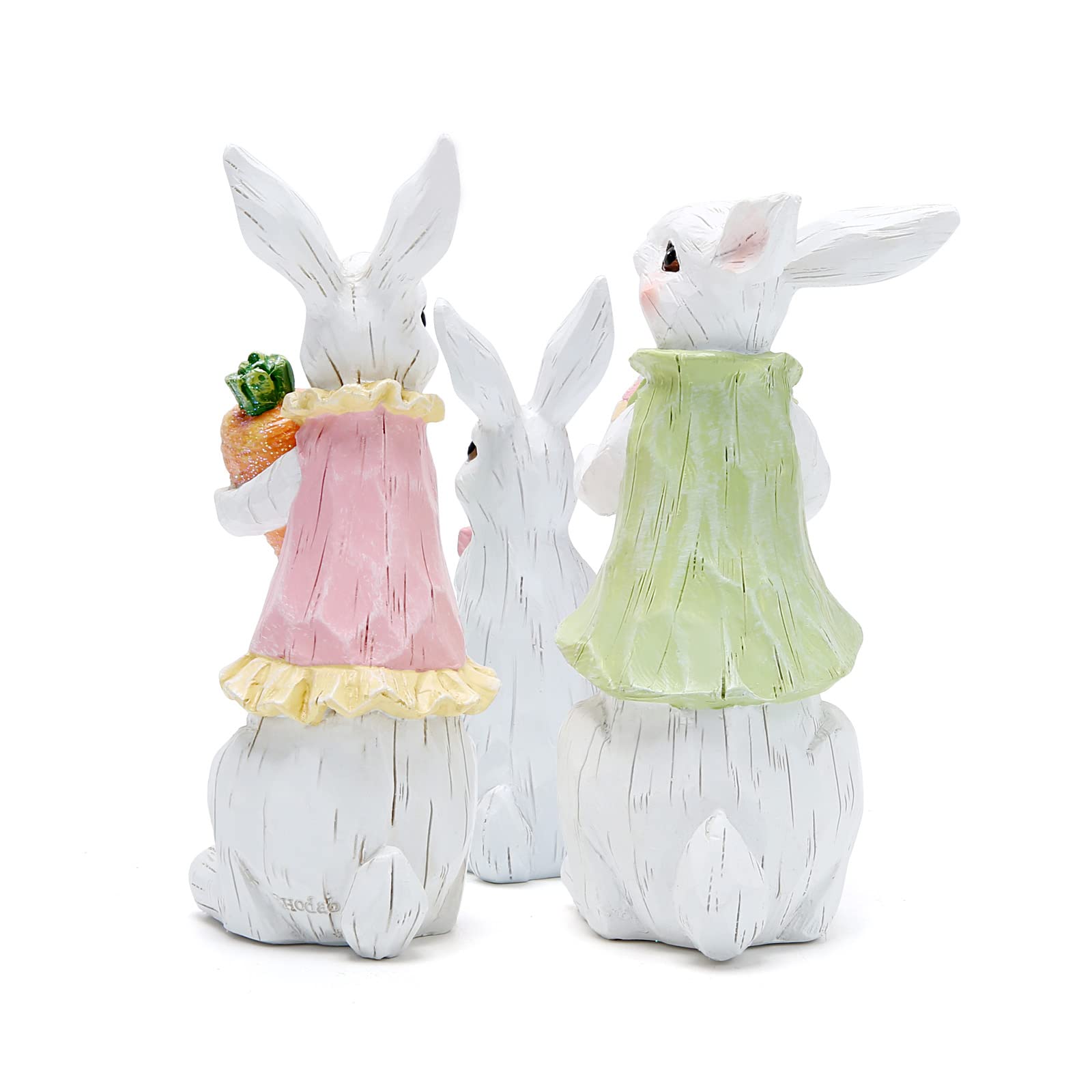 Hodao Easter Bunny Decorations Spring Indoor Home Decor Bunny Figurines (Easter White Bunny Family)