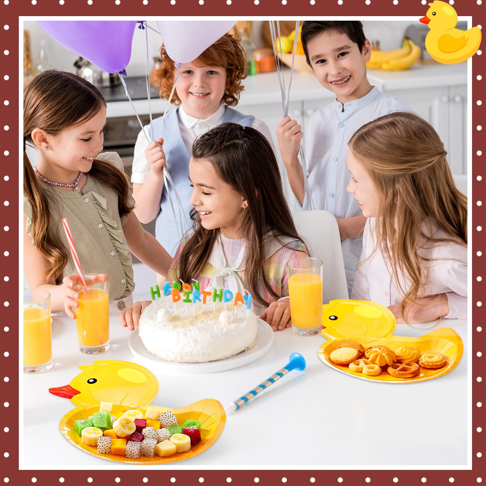 meekoo 48 Pcs Rubber Duck Party Paper Plates Rubber Duck Theme Party Decorations for Dinner Dessert Picnic Birthday Wedding