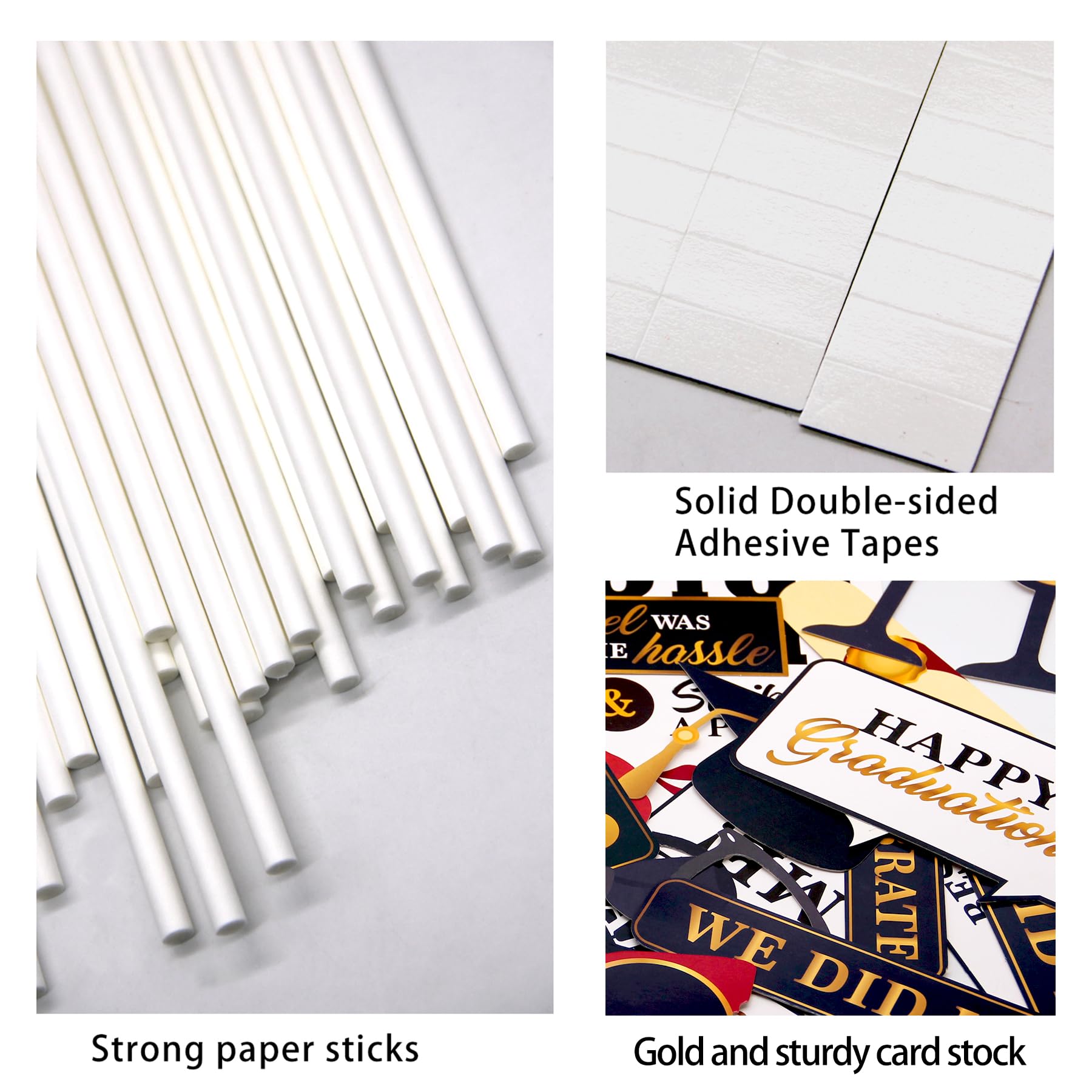 Graduation Photo Booth Props, Blue Black Red Gold Graduation Decorations for Congrats Grad Party Supplies, Upgraded Version with Long Stick, 2026 Grad Party Pose Sign-32Pcs