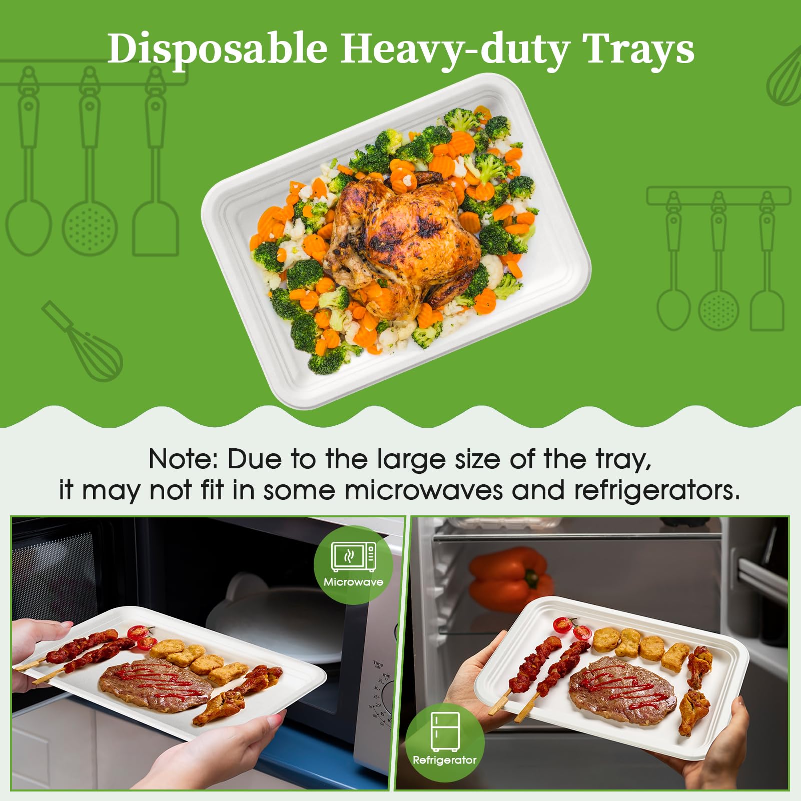 ECOLipak 50 Pack 14 in Compostable White Disposable Food Crawfish Trays