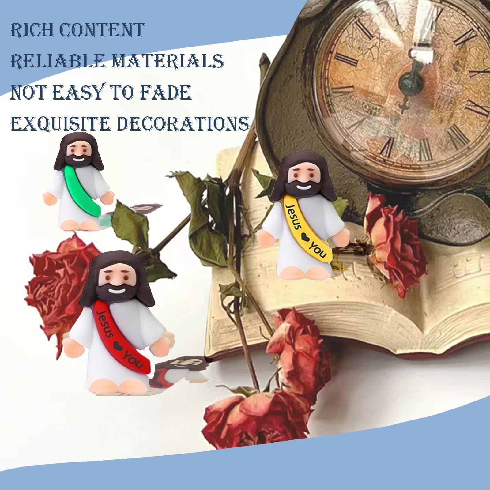 AKFAHOIF 30PCS Little Jesus Figures, Mini Jesus Figurines in Bulk, Multicolor Tiny Jesus Figures, Miniature Figurines to Hide and Seek Religious Gifts for Easter Egg Stuffers