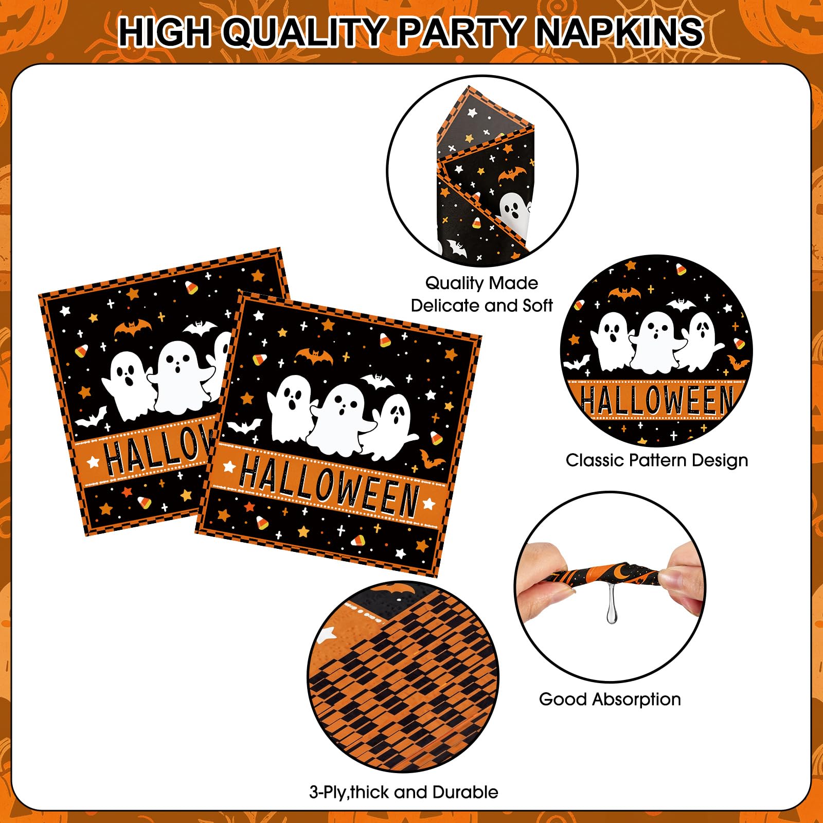 82 Pcs Halloween Plates and Napkins - Disposable Halloween Ghost Paper Plates Napkins Cups Tablecloth Banner Tableware Set for Halloween Party Decorations Supplies, Serve20