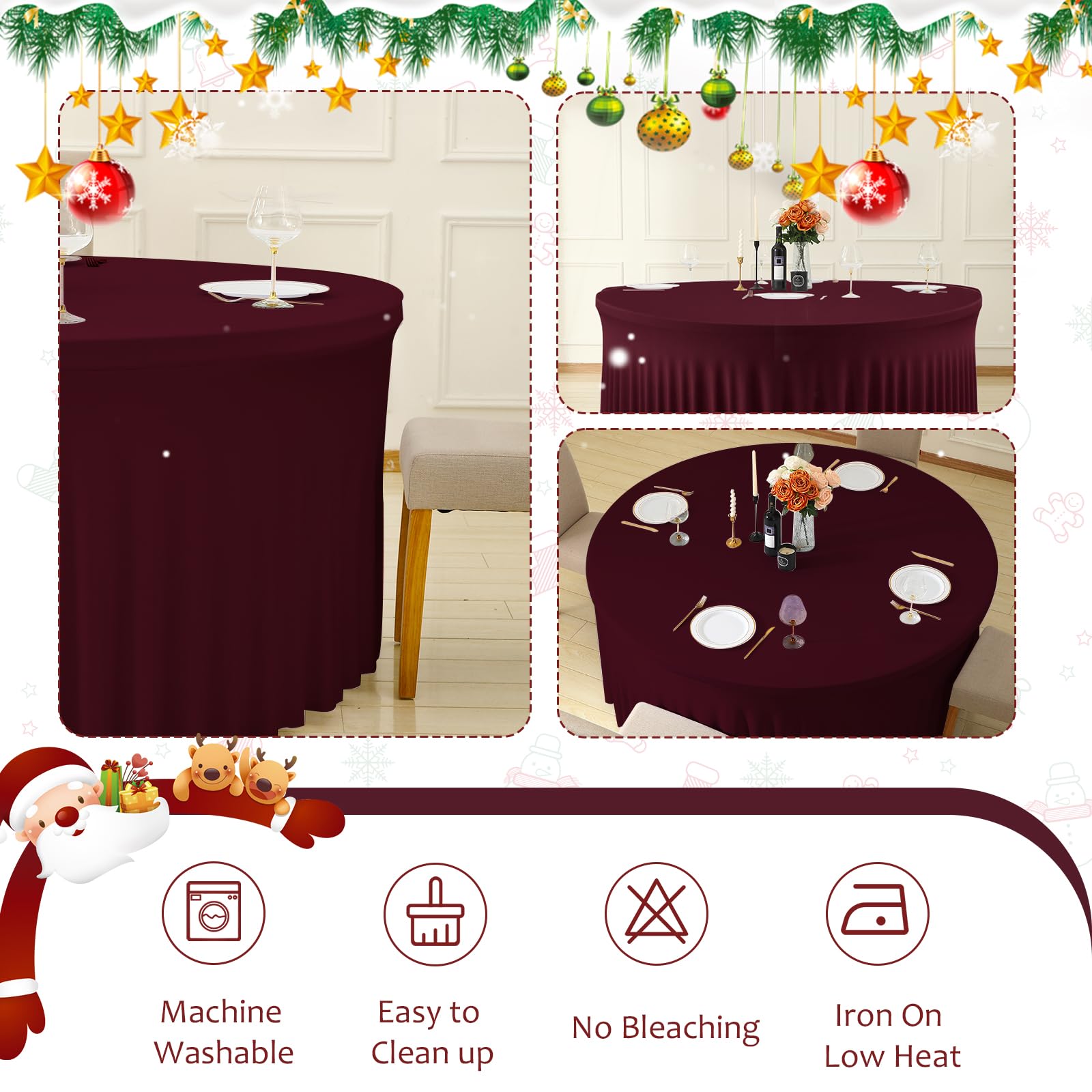 GEWONELIFE 12 Pack Burgundy Round Tablecloths for 72 Inch Tables, Wine Red Round Table Covers for Thanksgiving Dinner, Christmas Party, New Year's Eve, Fall Wedding, Banquet, Family Gathering & Event