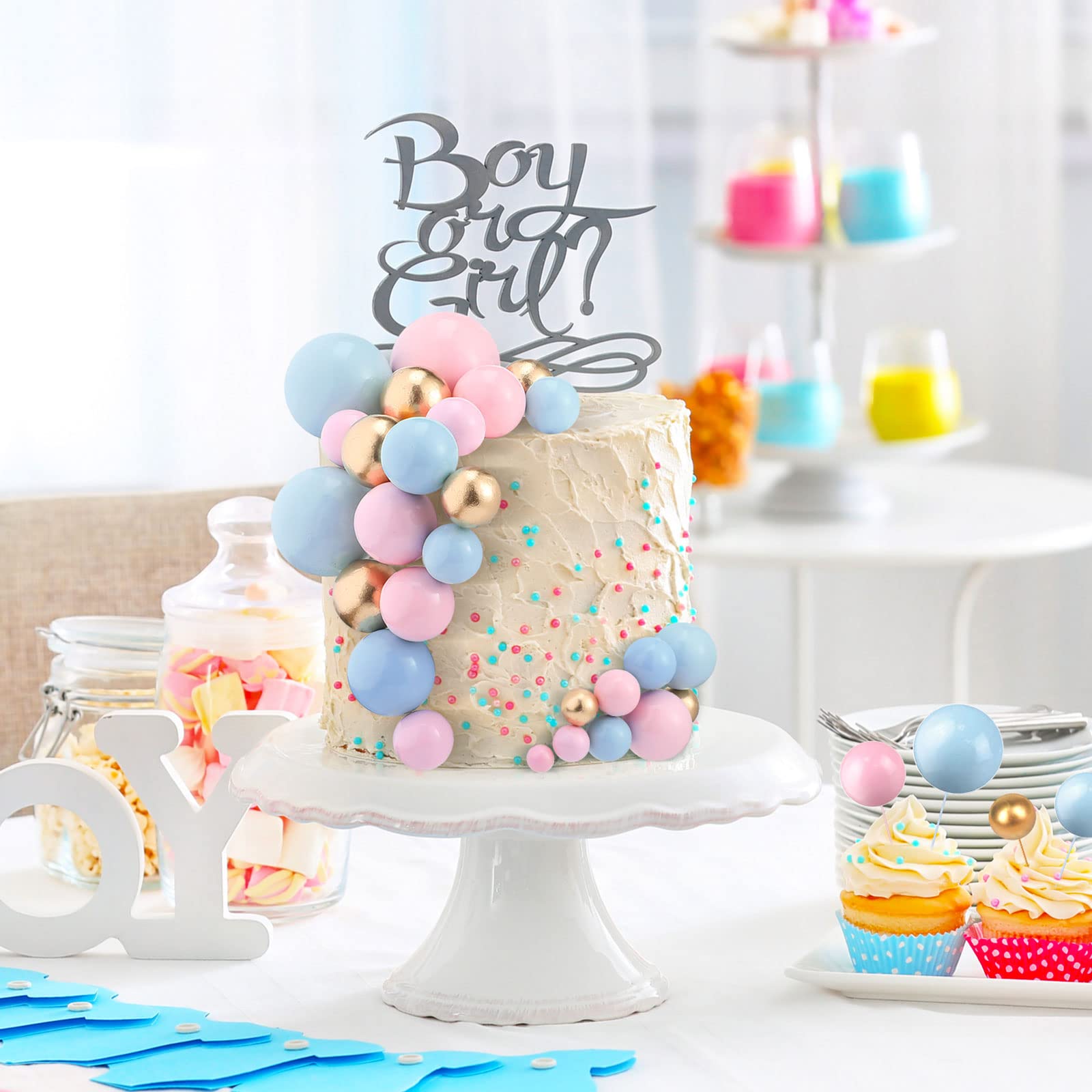 Tondiamo 108 Pcs Ball Cake Toppers, 5 Sizes for Cake Decorating, 21, A