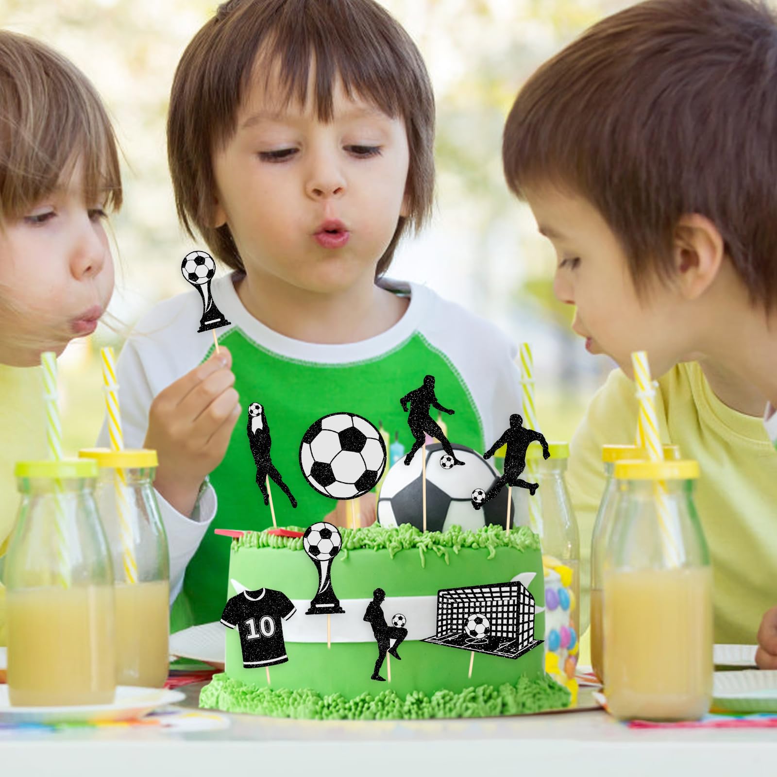 Hooqict 40Pcs Soccer Ball Cupcake Toppers Soccer Birthday Cake Topper Decorations Cupcake Picks for Kids Boys Men Sports Theme Birthday Party Decorations Game Day Party Supplies