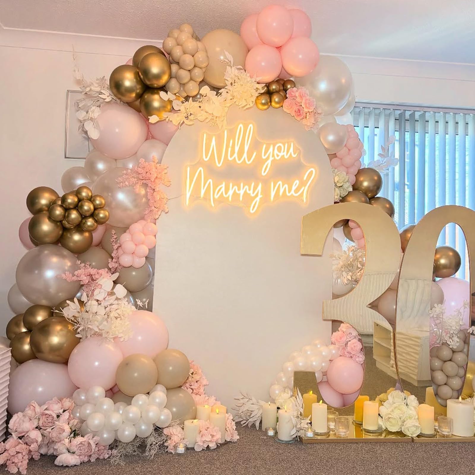 White Pink Gold Balloons Set, 12 Inch Double Stuffed Pearl White Sand Blush Pale Light Pink Apricot Champagne Gold Helium Balloon for Fairy Birthday Wedding Easter Baby Bridal Shower Party Decorations