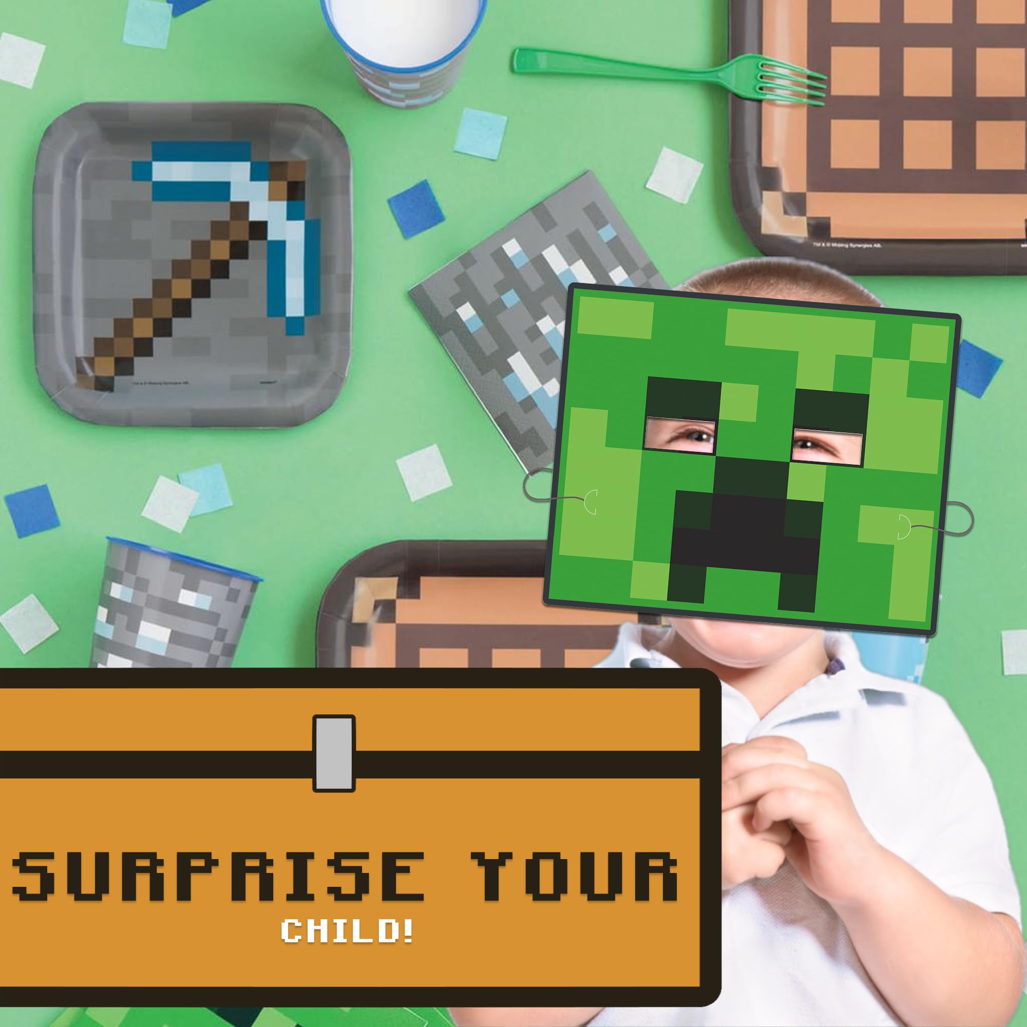 Unique Minecraft Party Favors | Paper Masks 24 Pack | Officially Licensed | Dress-Up Masks | Gamer Birthday Party Favors For Kids, Classroom Rewards, Photo Booth Props