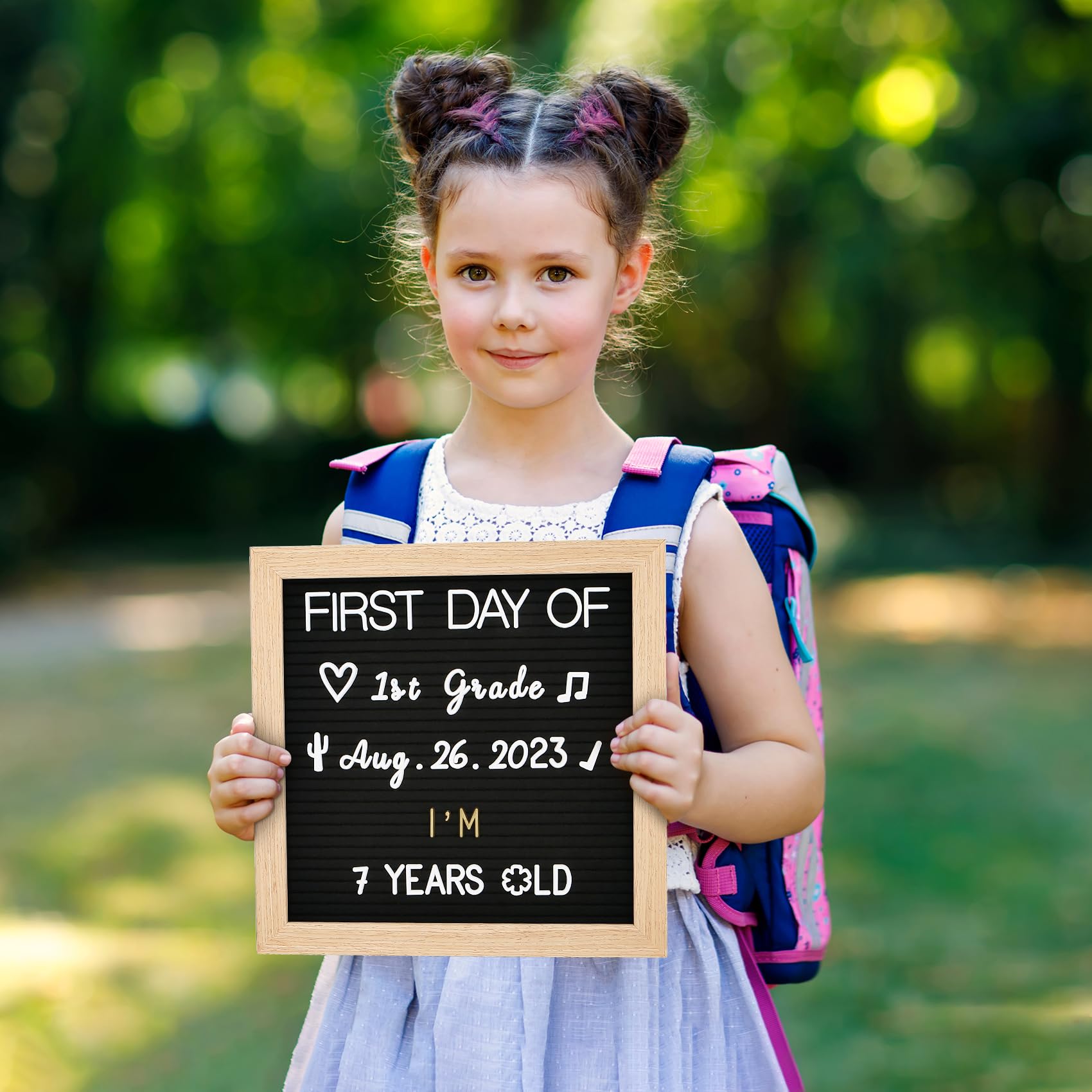 Felt Letter Board with Letters, Pre Cut & Sorted 725 Letters, First Day of School Board, Baby Announcement Sign, Pregnancy Announcement, Custom Signs & Wood Stand, 10x10in Message Board, Classroom Dec