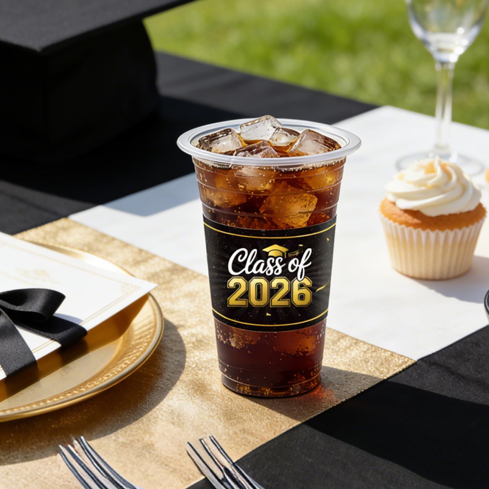 HongyiTime 50 Pack 16 oz Graduation Cups, Class of 2026 Graduates Disposable Tableware Set- Graduation Party Supplies & Favors