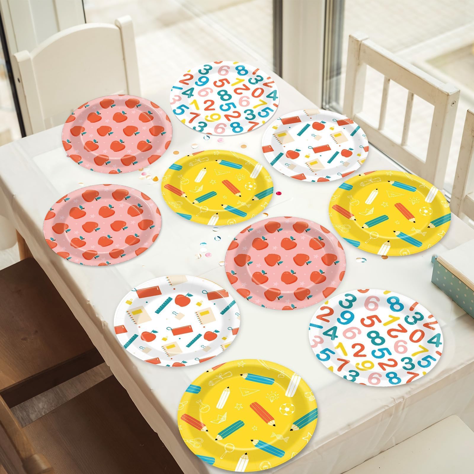 CHUNNIN 48Pcs Red Plaid Checkered White Party Paper Plates for Red White Plaid Checkered Party Supplies 7" Red and White Dessert Plates for Picnic Barbecue Birthday Party Decorations