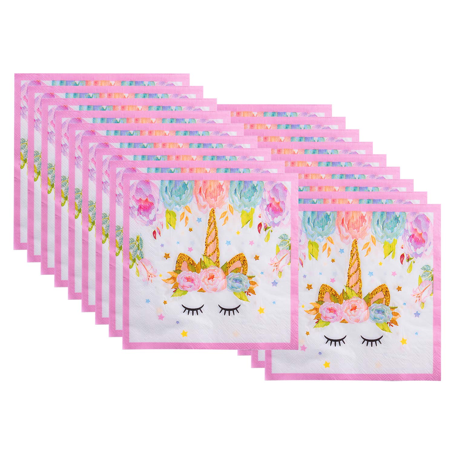 Rainbow Unicorn Party Supplies Set - Serves 25 - Including Unicorn Banner, Plates, Cups, Napkins, Straws and Tablecloths