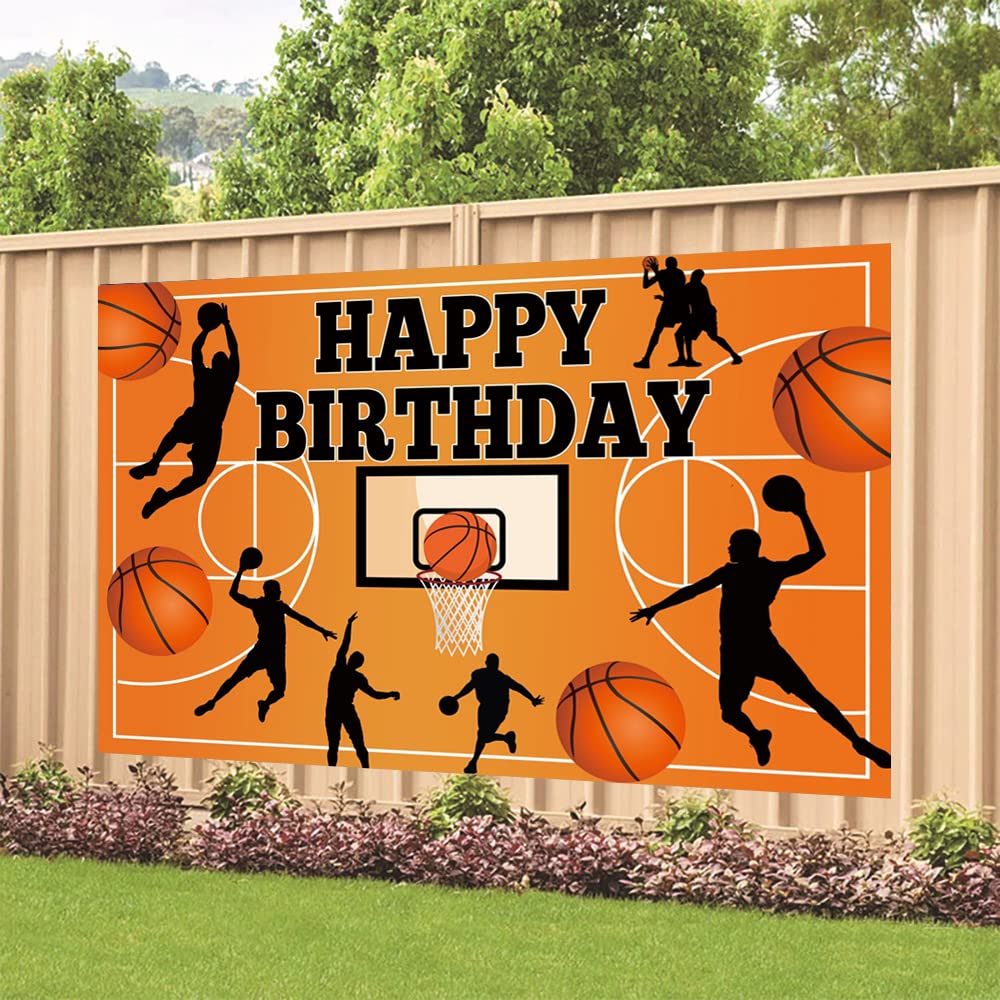 Basketball Themed Birthday Party Decoration Basketball Happy Birthday Backdrop Photo Background Banner Poster for Basketball Party Decorations Party Supplies 70.8 x 47.2 Inch