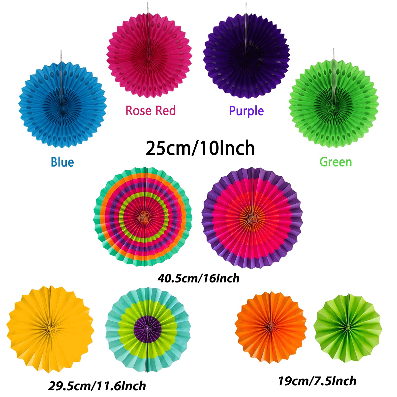ZERODECO Party Decorations, 41 Pcs Multicoloured Papar Fans Pompoms Garlands String Tissue Paper Tassel for Fiesta Mexican Theme Cinco De Mayo Coco Carnivals Festivals Birthday Party