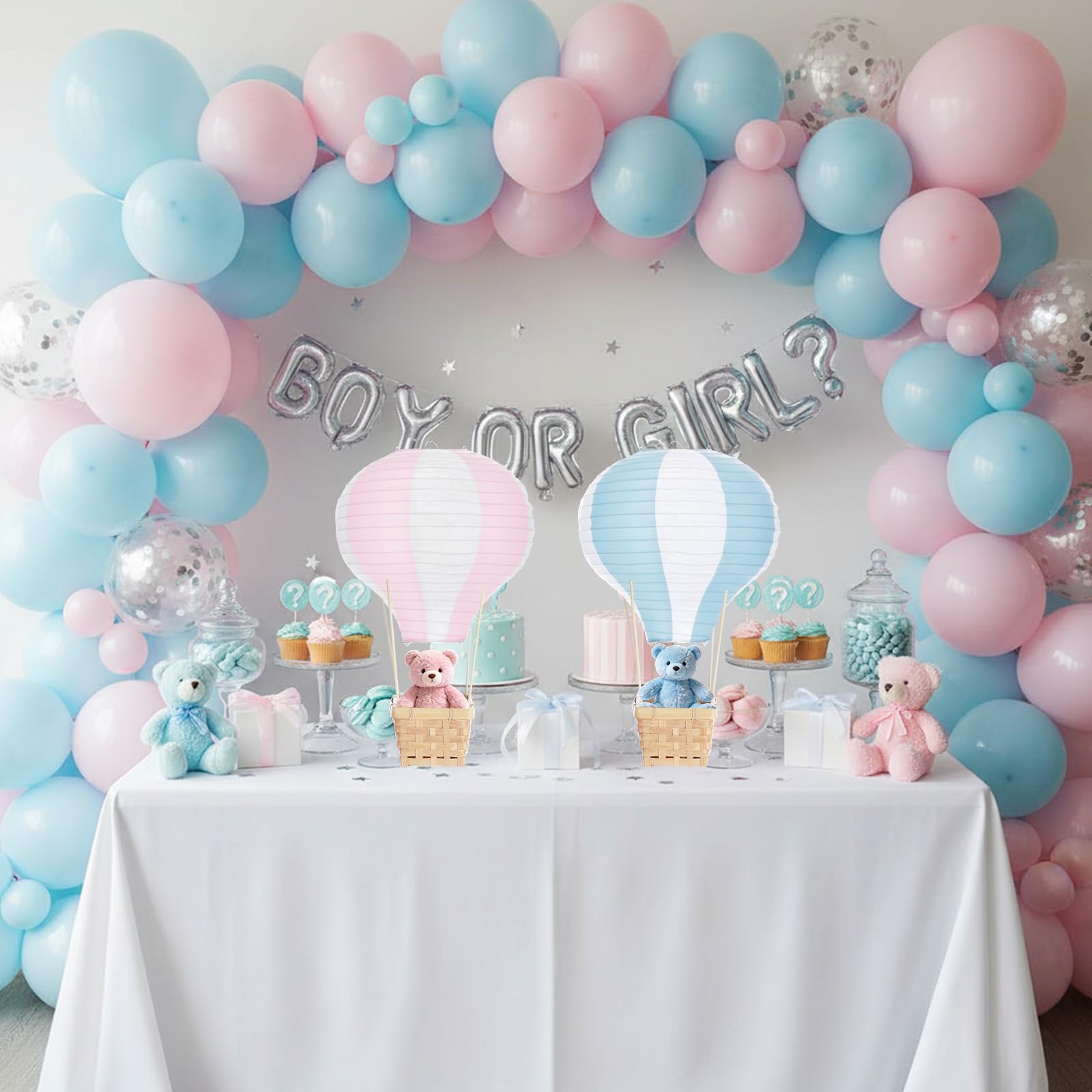 Meooeck 8 Sets Pink and Blue Hot Air Balloon Table Centerpieces Decor