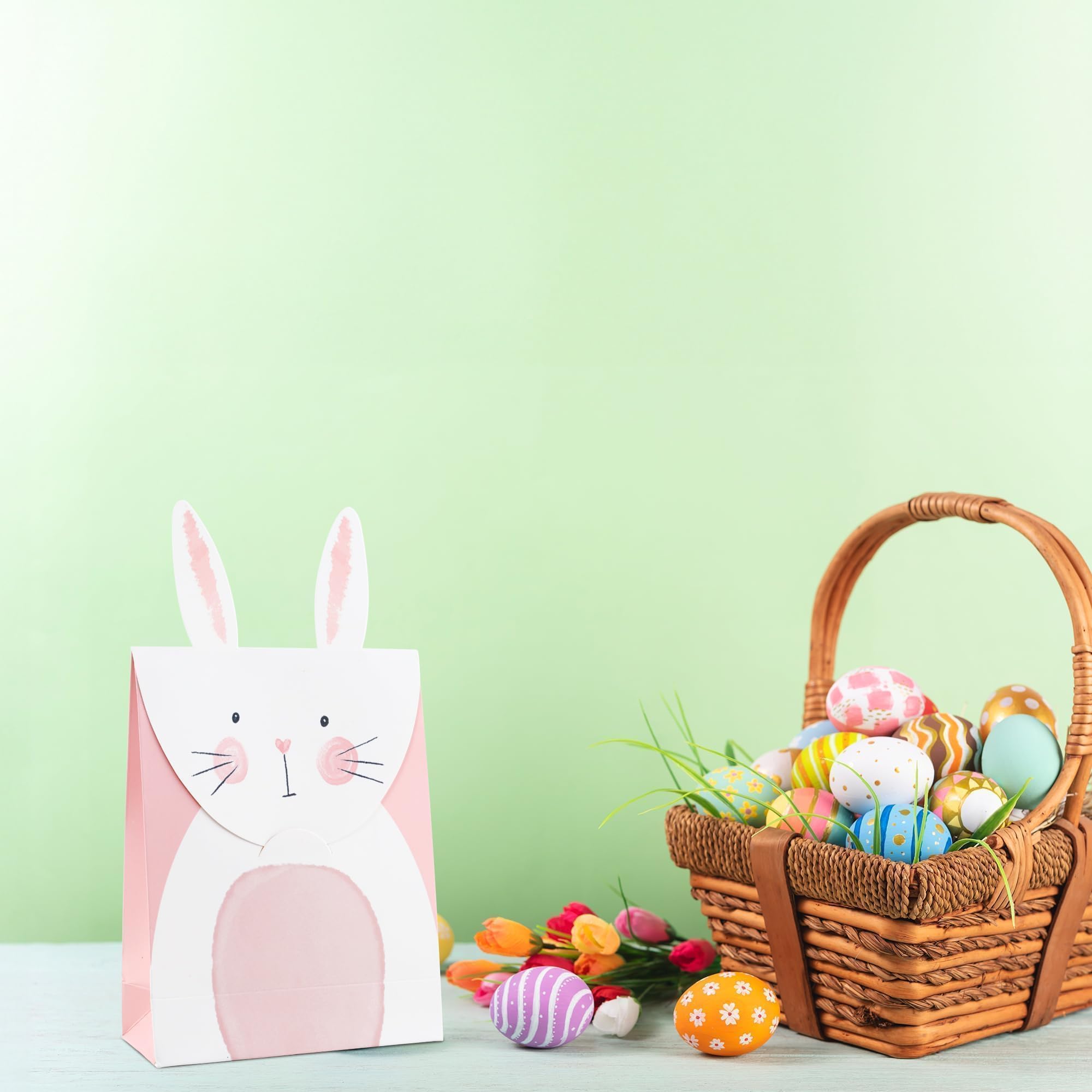 Cheerland Bunny Gift Bags Easter Bag Rabbit Party Decorations Bunny Goodie Bags Some Bunny is One Birthday Decoration Easter Party Favors Treat Bags for Spring Birthday Tea Party Supplies