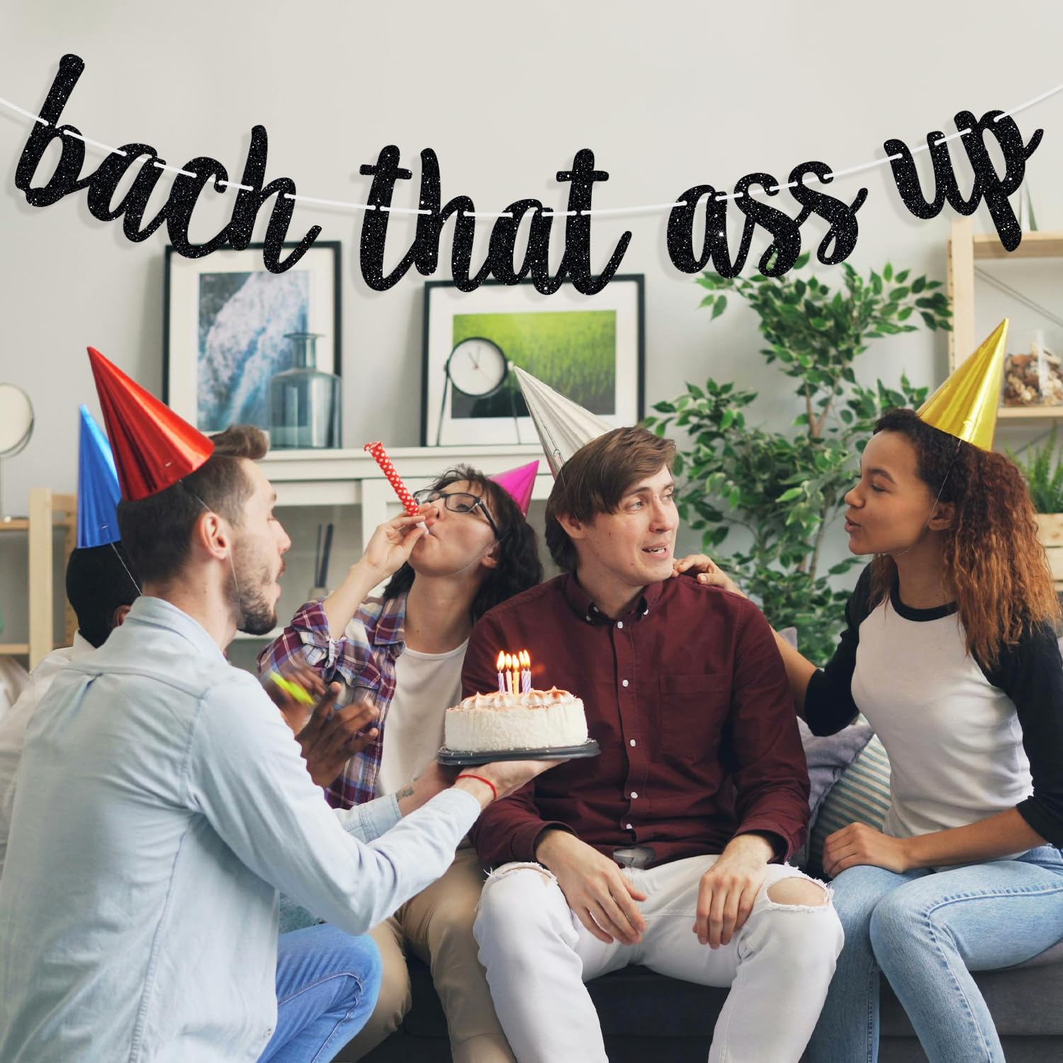 Bach That Ass Up Banner, Bachelorette Banner, Bach and Boozy Bunting Sign, Bachelorette Bridal Shower Wedding Party Decorations Black Glitter