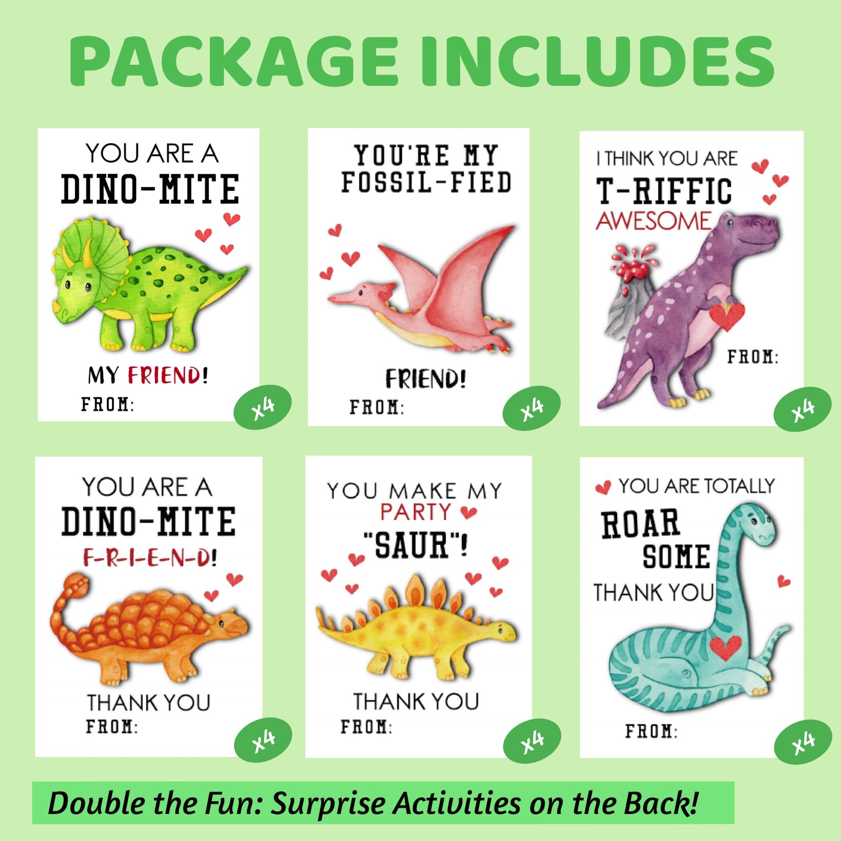 24 Pack Dinosaur Party Favors, DIY Wood Painting Craft Kit with Cards