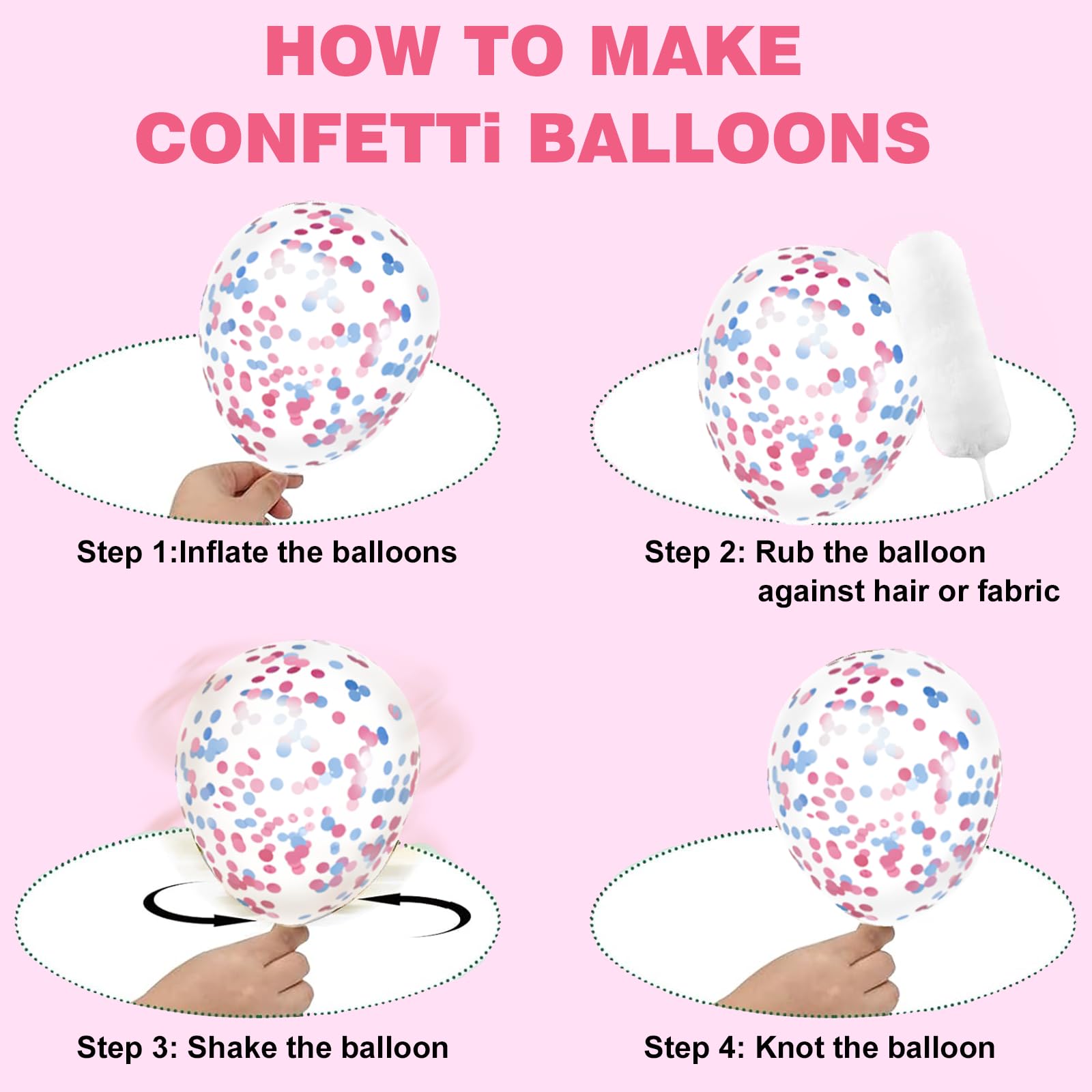 Pink and Blue Latex Balloons Set, 65Pcs Metallic Pink and Blue Balloons