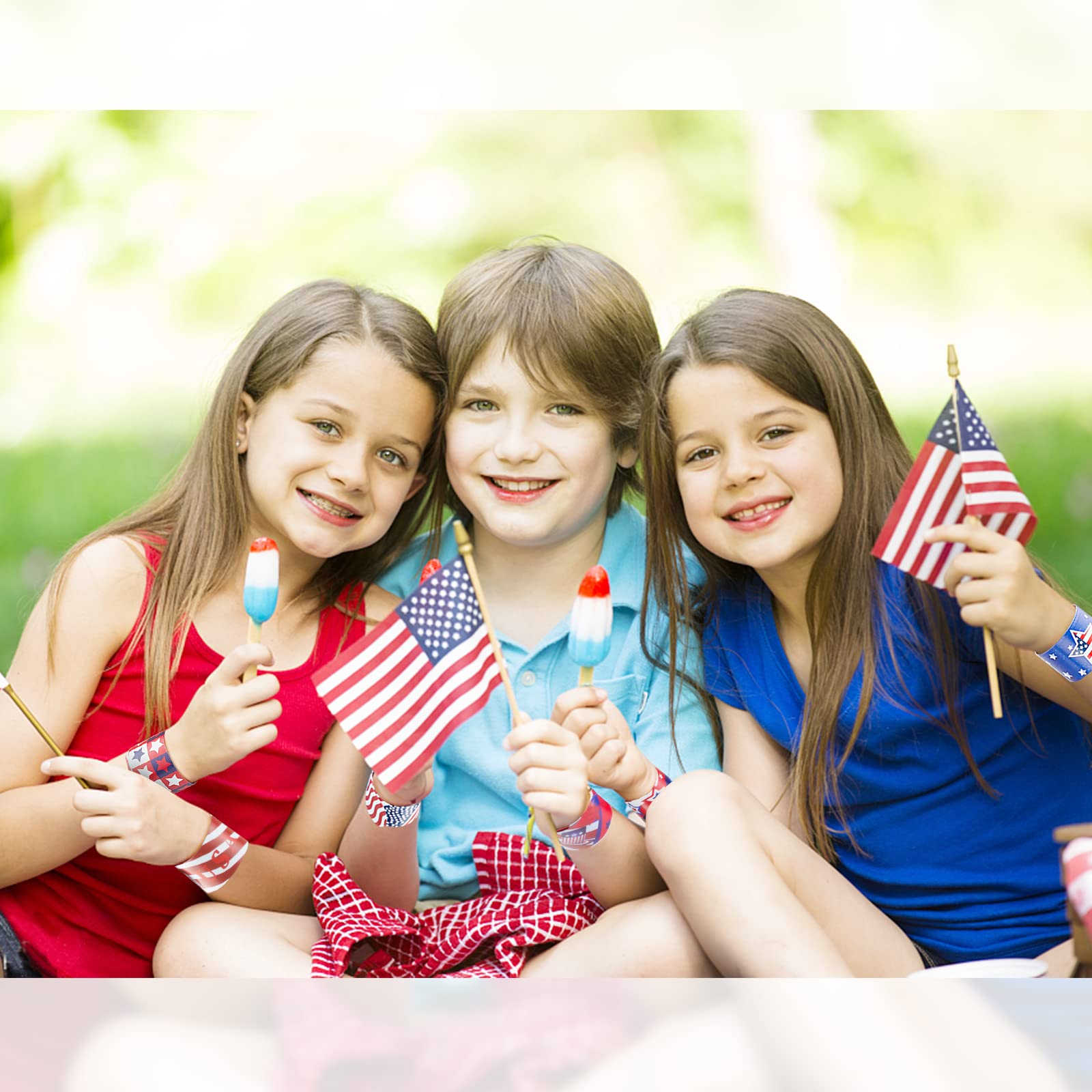 Dminya 50 Pcs Slap Bracelets for Kids 4th of July Slap Bracelets Bulk Snap Bracelet Party Supplies Favors Classroom Prizes Exchanging Gifts