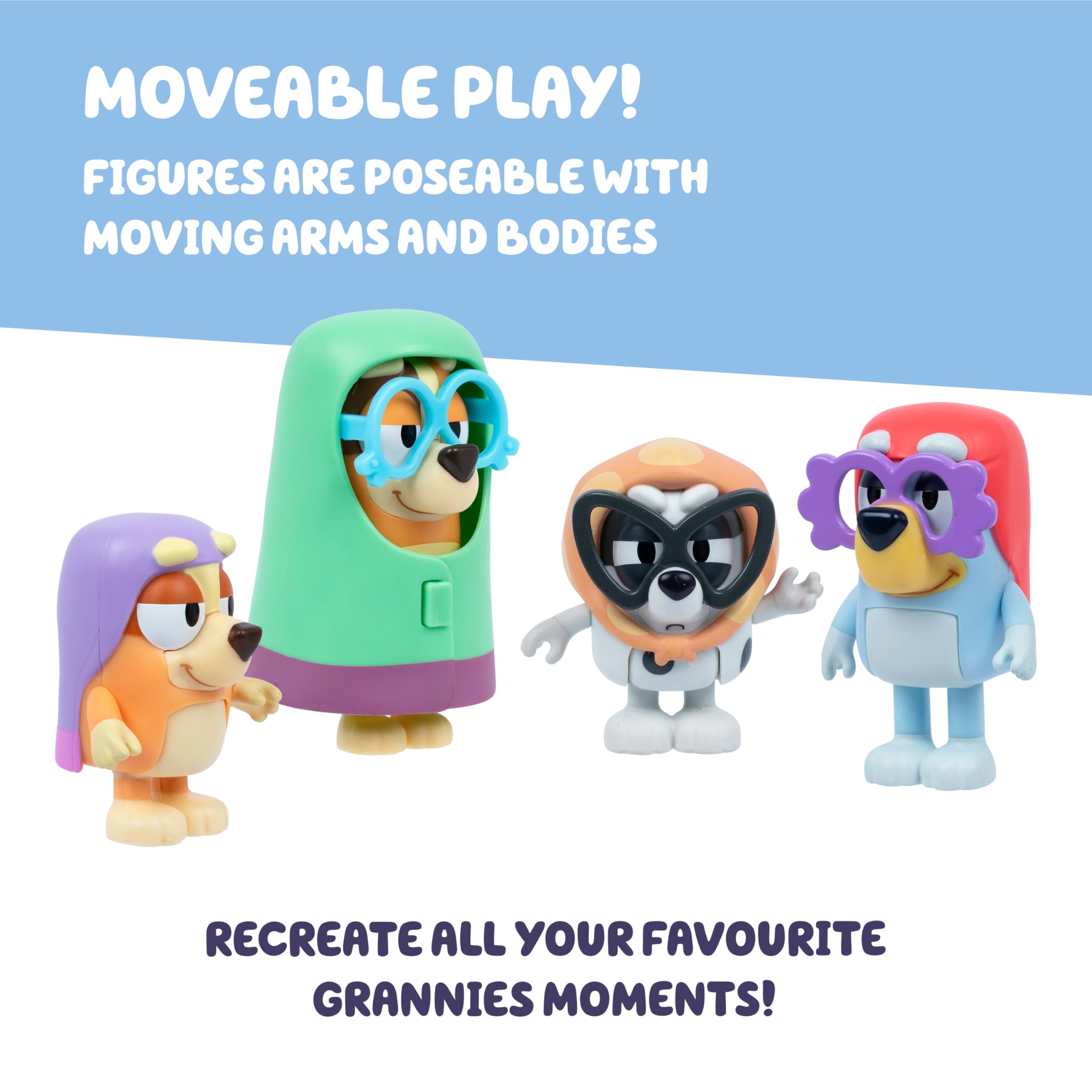 Bluey Figure 4-Pack Here Come The Grannies, Episode-Themed Toys