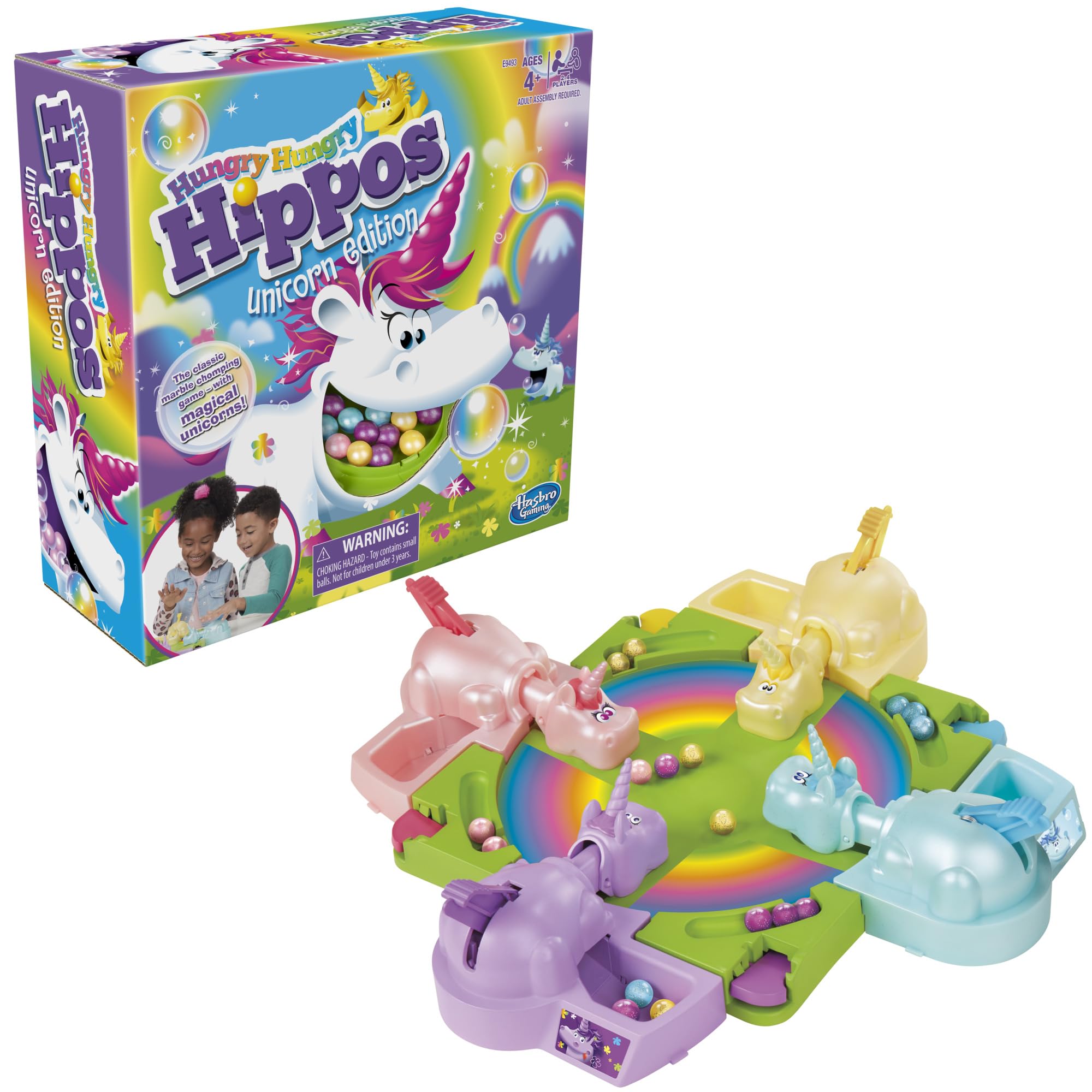 Hasbro Gaming Hungry Hippos Unicorn Edition Board Game (Amazon Exclusive)
