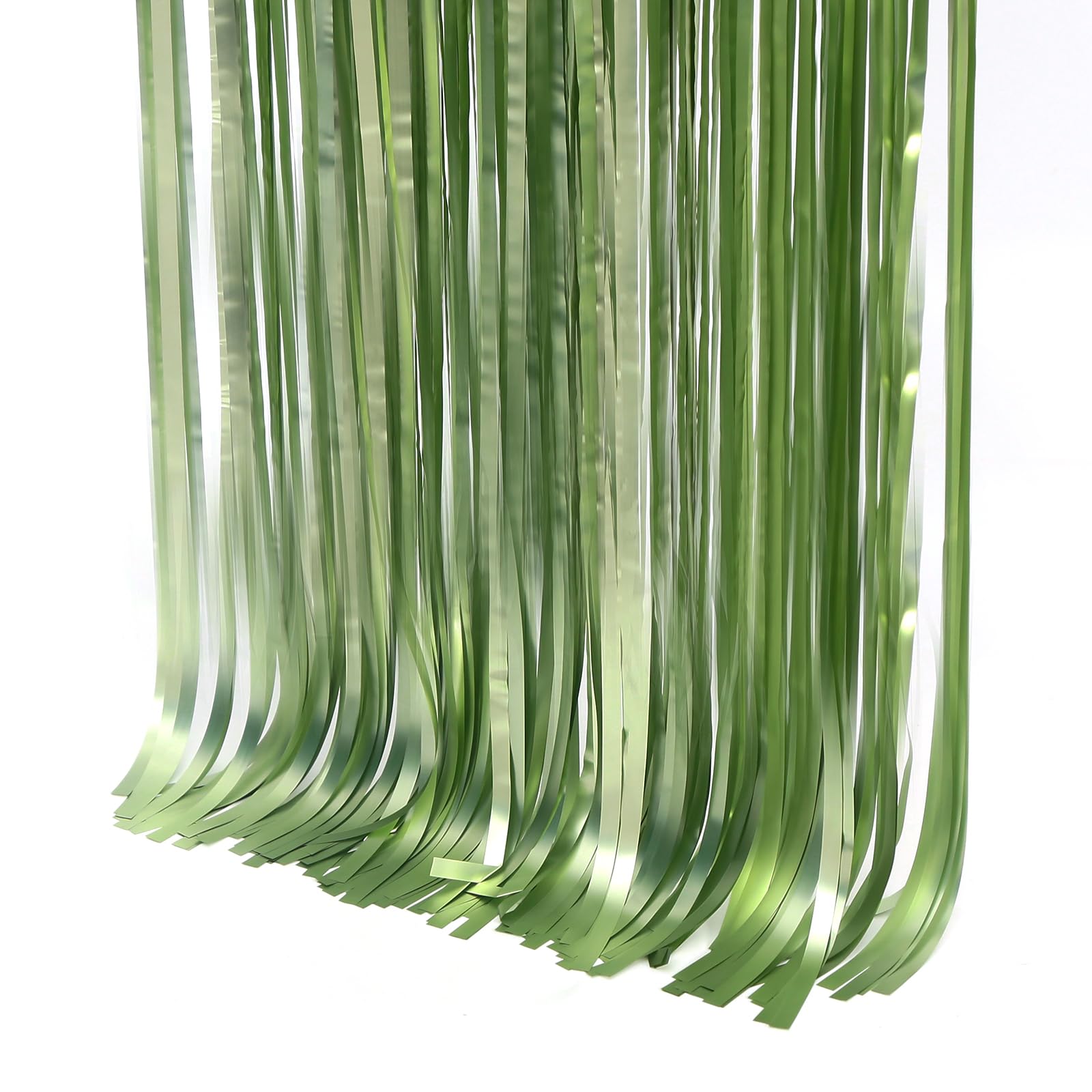 4 Pack Matte Sage Green Streamers Backdrop Jungle Party Decorations - 3.3x6.6ft Light Green Foil Fringe Curtains Photo Booth for Dinosaur Animal St Patrick's Day Football Decor