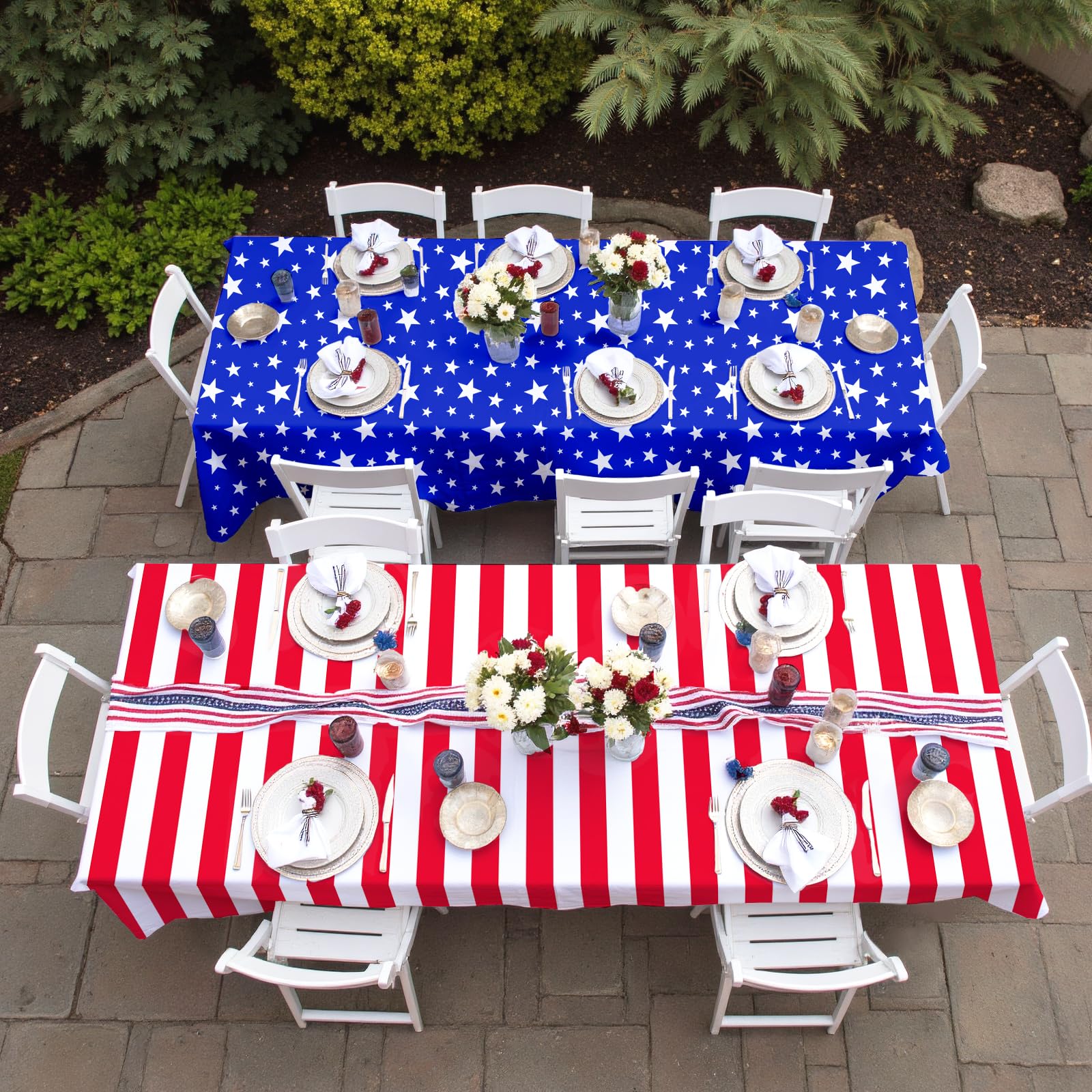 4th of July Party Decorations Set-American Flag Patriotic Theme Kit for Independence & Election Day Decorations, Disposable Plastic Tablecloth - for American Patriotic & 4th of July Decorations,2PCS