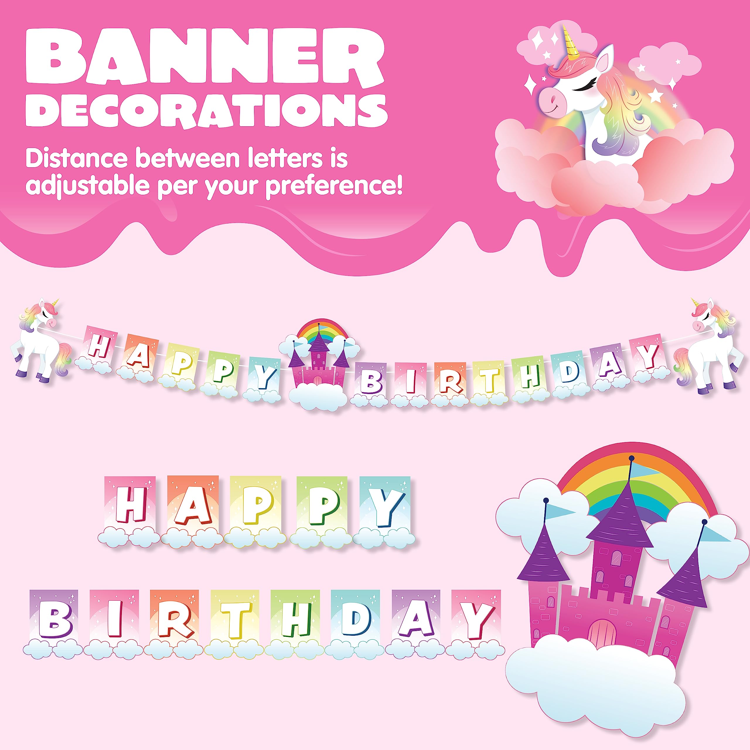 JOYIN 145 Pcs Unicorn Birthday Party Supplies with Unicorn Banner for Girls, 24 Serves Unicorn Disposable Tableware Set with Plates , Cups, Napkins, and Cutlery Sets for Unicorn Themes Party Kids