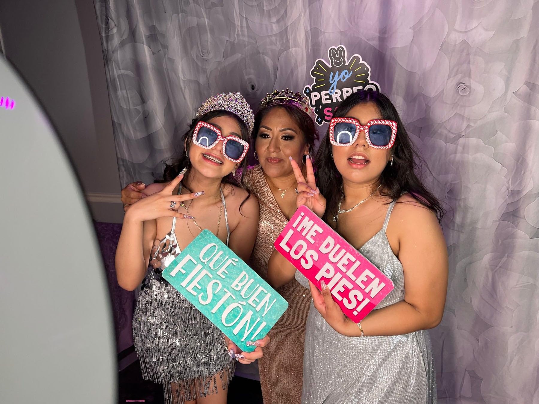Quinceanera Photo Booth Props Kit by King Props | 40 Piece Teal Gold Mis Quince Anos Party Decorations | Sweet 16 Photo Booth Accessories