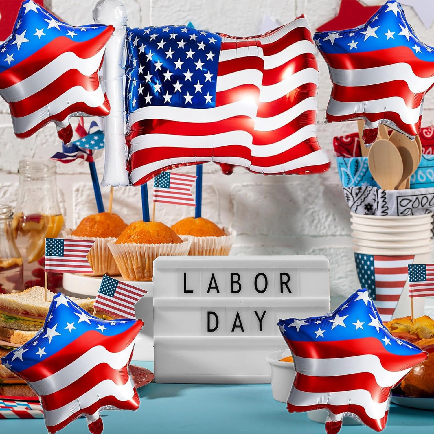 4th of July Balloons 16Pcs Patriotic Independence Day Foil Balloons American Flag Balloons for Independence Day Labor Day American Themed Birthday Party Decorations