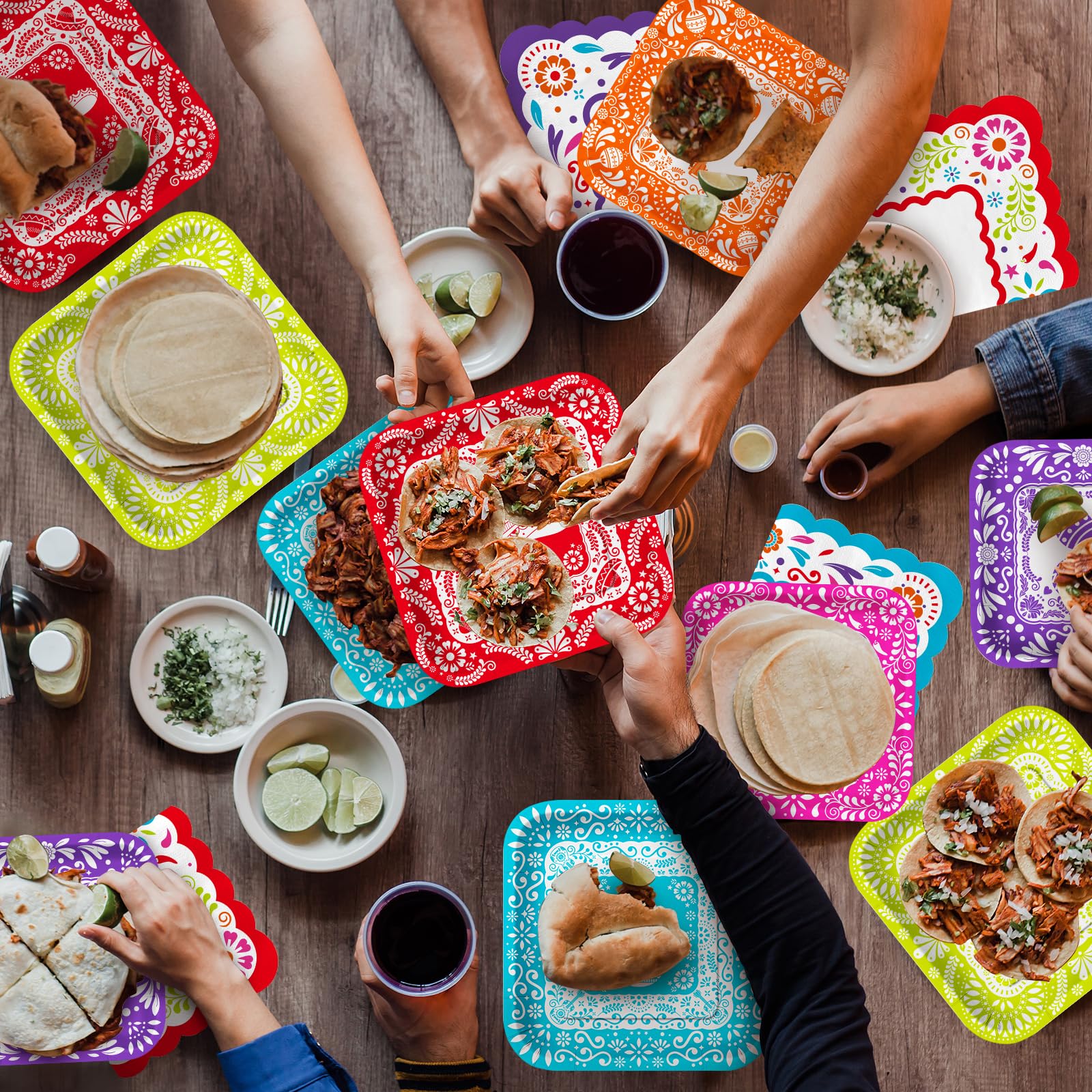 Fiesta Party Supplies Kit for 48: Complete Mexican Celebration Pack with Dinner & Dessert Paper Plates, Napkins -Cinco de Mayo, Taco Birthday & Mexican Party Decorations
