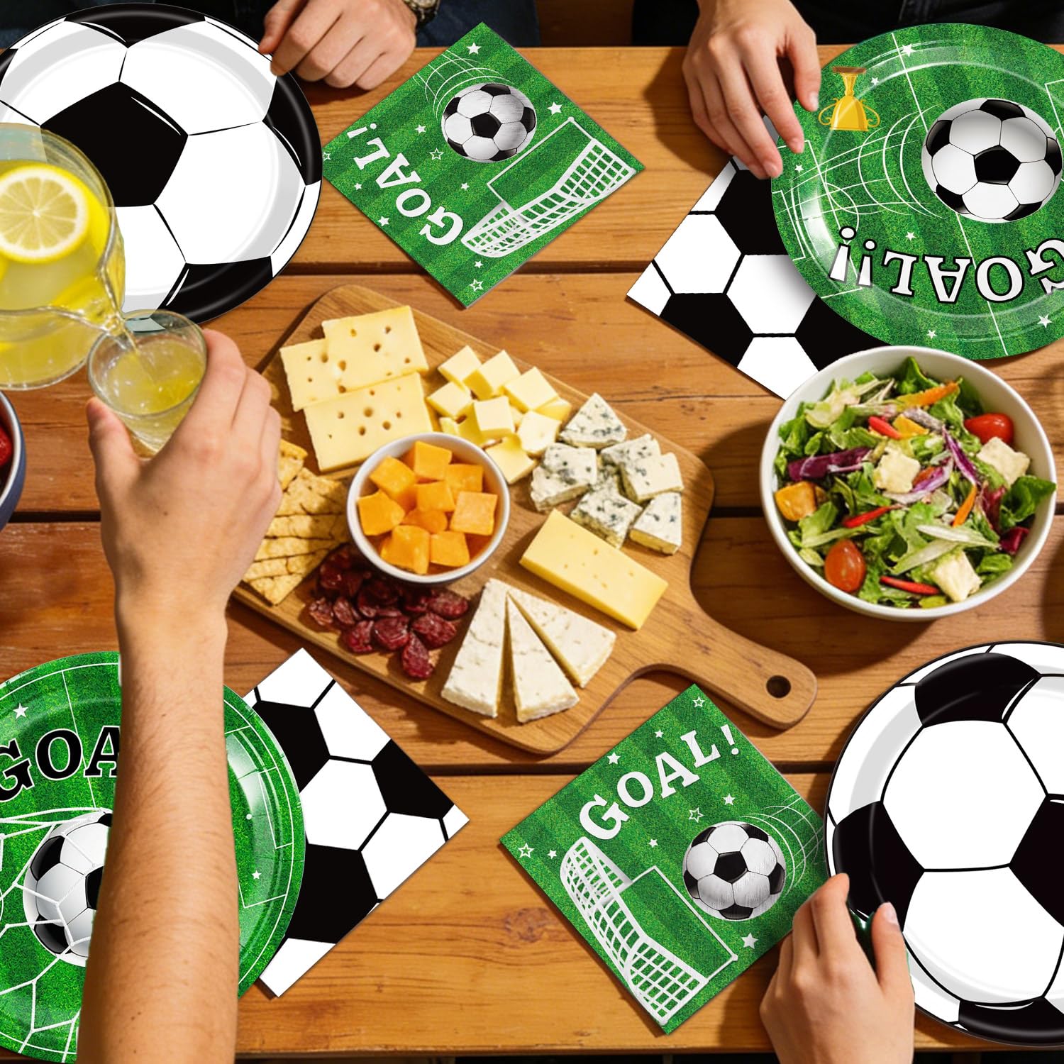 QIYANPAX 72 Pcs Soccer Plates and Napkins, Soccer Birthday Party Decorations Including Dinner Plates, Dessert Plates and Napkins for Sports Soccer Party Decorations, Serves 24