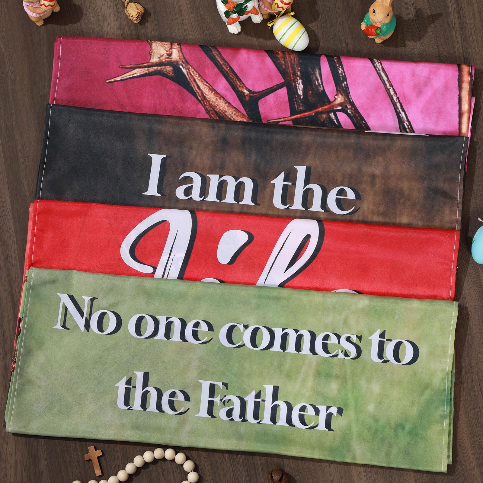 4Pcs Easter Church Banners for Sanctuary Wall Religious Banners Hanging Backdrop Praise Hanging Sign with Scripture Bible Verses Banner Easter Banner for Church School Decor(Crown of Thorns)