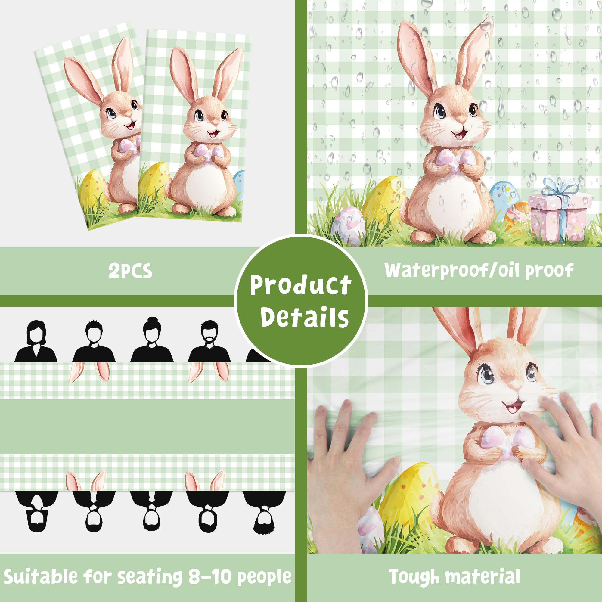 OHOME 2 Pack Easter Decorations - Disposable Plastic Tablecloth for Indoor Outdoor | Easter Party Decorations Favors Supplies for Table Decor Backdrop Banner