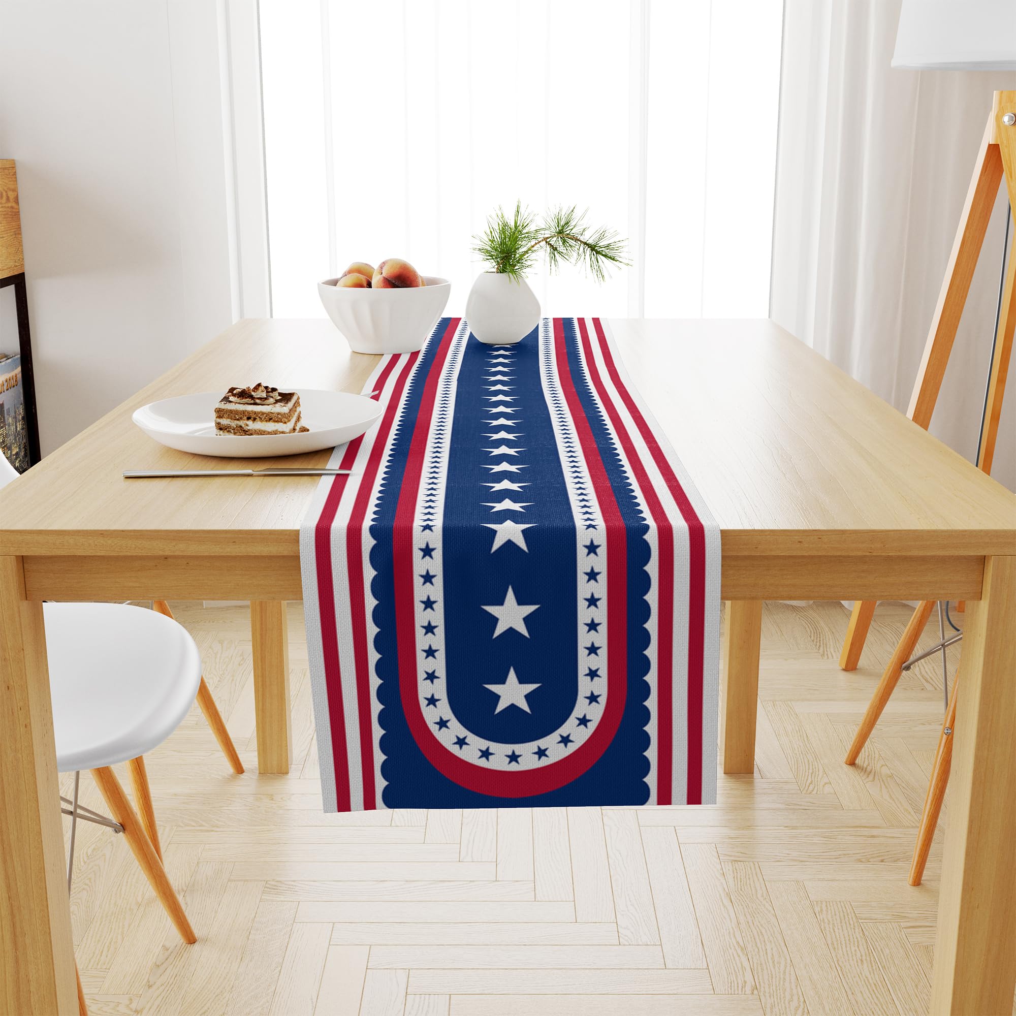 OHOME 4th of July Decorations - Patriotic USA Stars Table Runner for Home | Memorial Day Decorations - Fourth of July Accessories Decor Party Supplies Indoor Outdoor