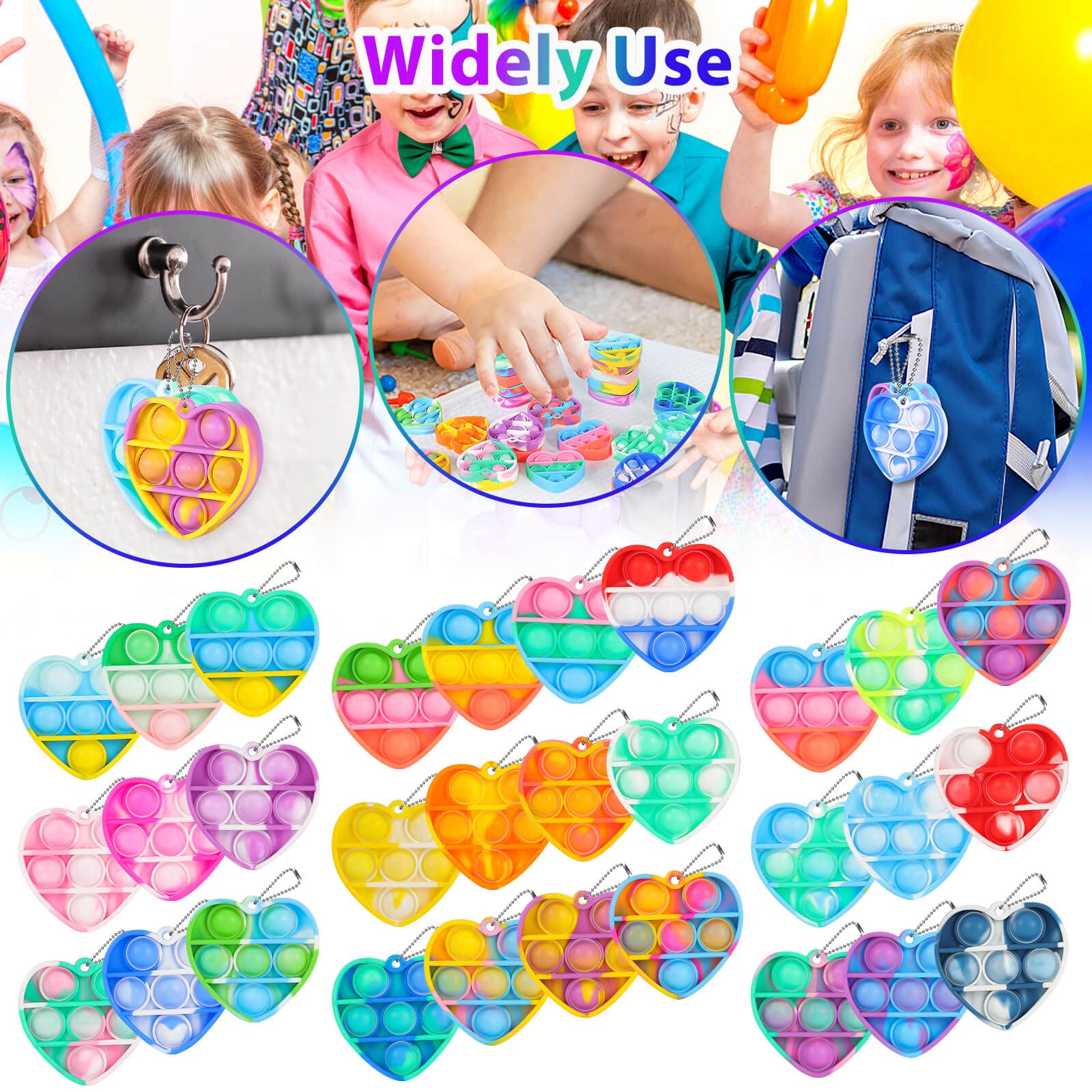 Heart Pop Fidget Toys Bulk Its Valentine Party Favors for Kids 30 Pack