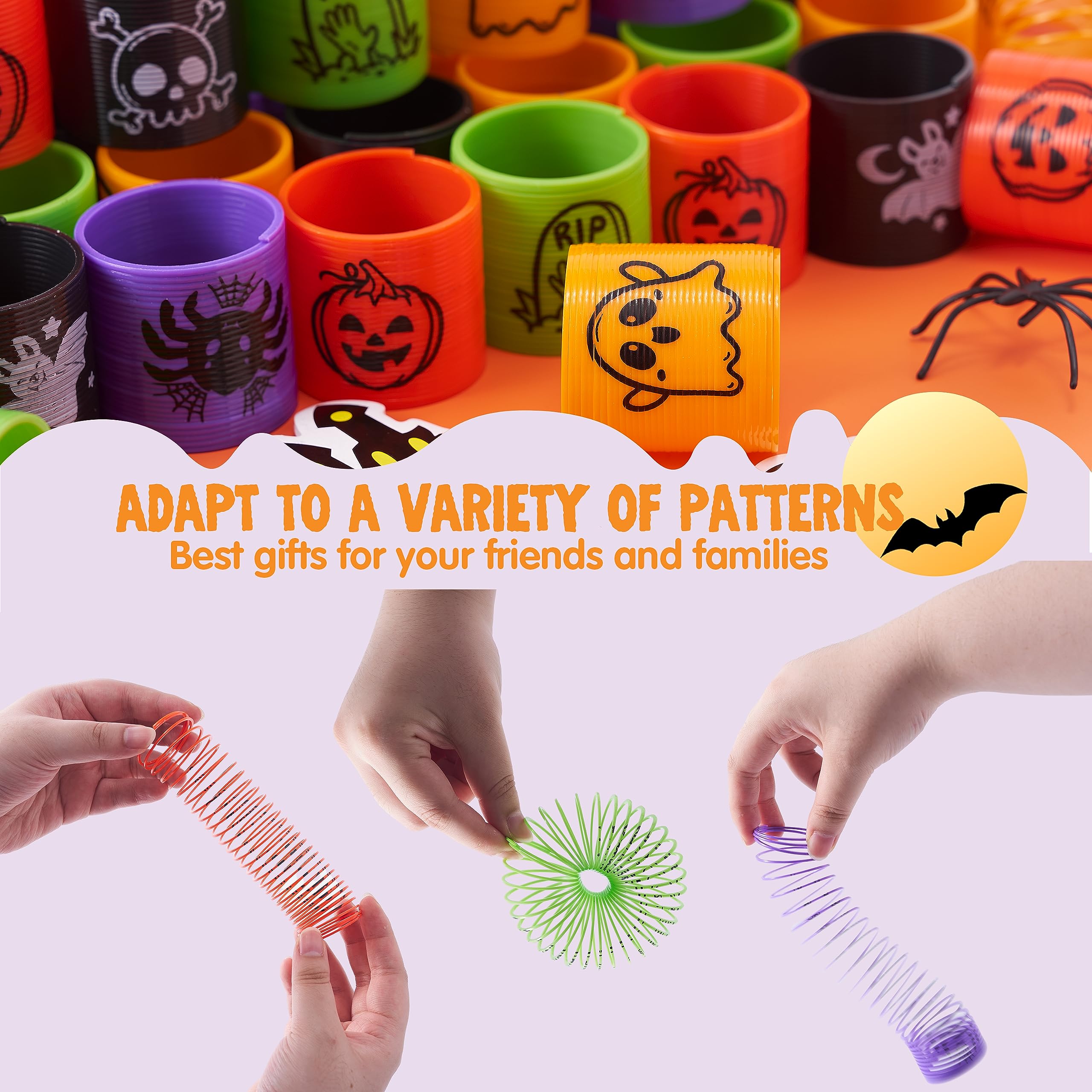 JOYIN 60 PCS Halloween Coil Spring for Kids, Mini Magic Springs Toys, Stress Coils Toy for Halloween Party Favors, Trick or Treat Bags Stuffers, Classroom Exchange, Carnival Game Prizes
