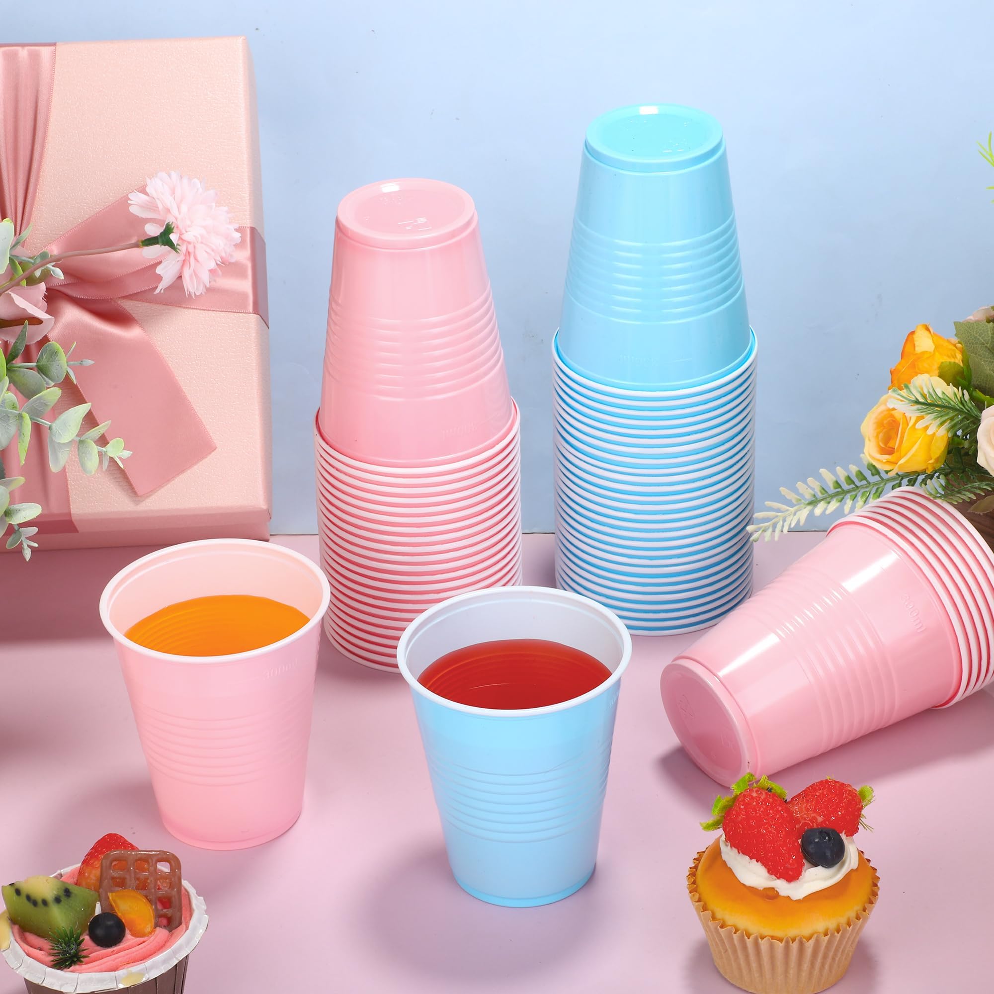 Kochorie 60 Pcs 12 Oz Plastic Gender Reveal Cups, Light Pink and Light Blue Disposable Party Cups for Gender Reveal Party Supplies Wedding Birthday Baby Shower Family Gatherings Festive Celebrations