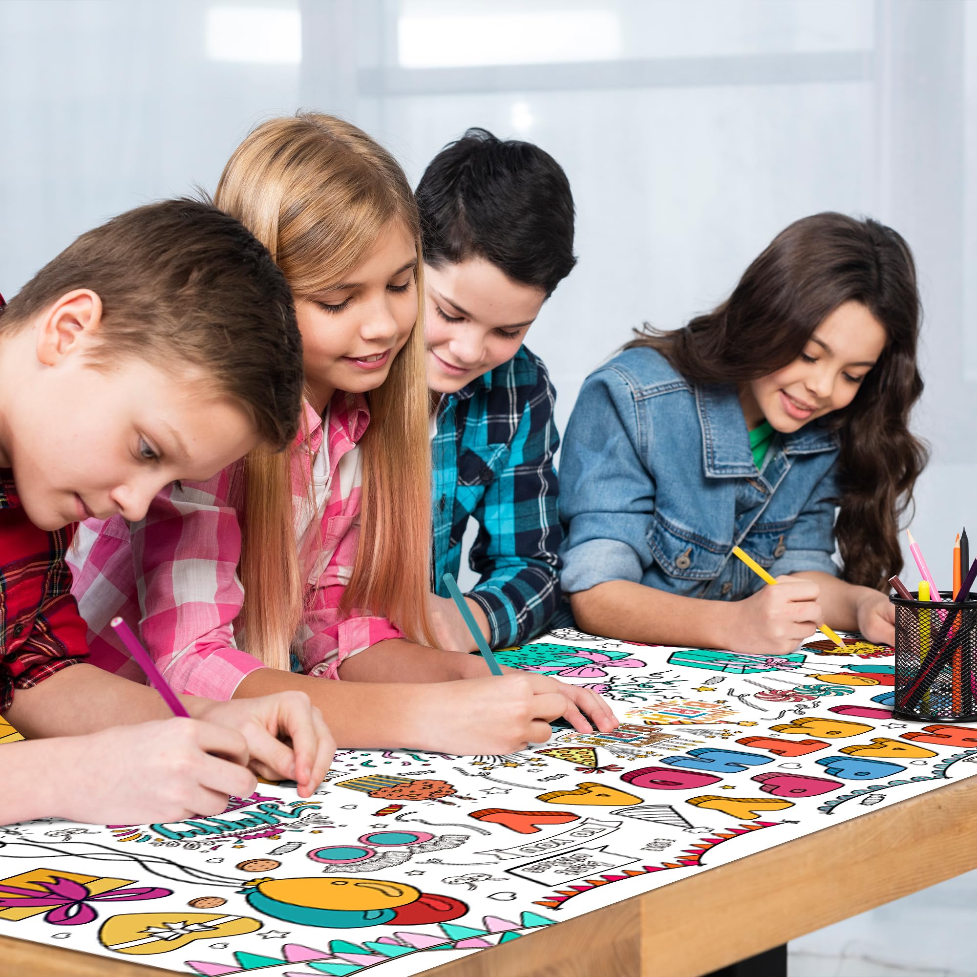OHOME Mothers Day Giant Coloring Poster/Tablecloth - 30 x 72 Inches - Mothers Day Crafts for Kids Classroom - Happy Mothers Day Decorations from Daughter Son - Gifts from Kids