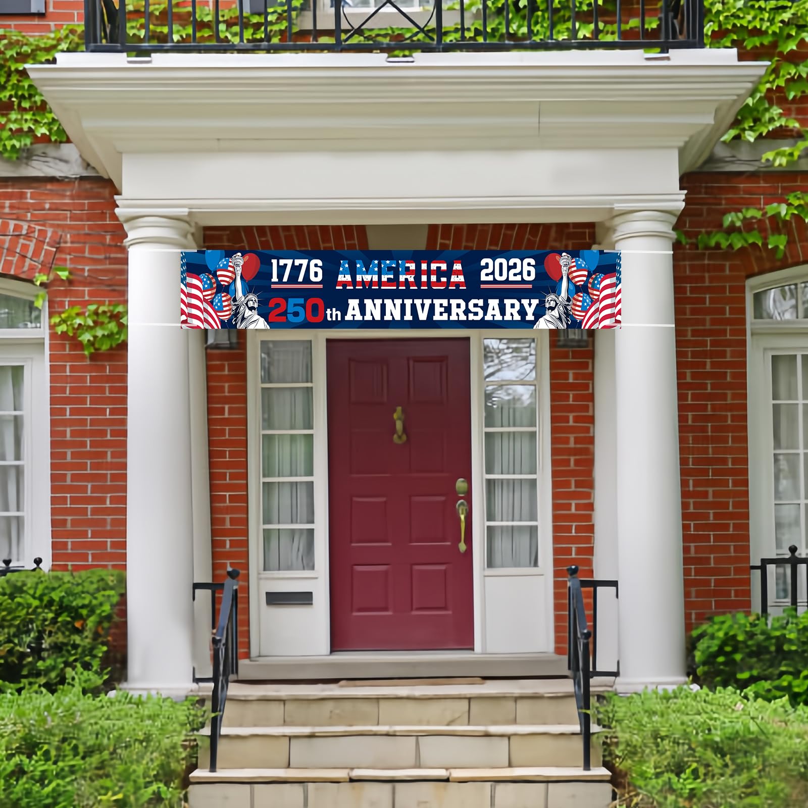 FLUUZE 250th Anniversary American Banner Flag, 4th of July Decorations,1776-2026 USA 250th Birthday Premium Banner with Grommets, Patriotic Decorations for Outdoor, Indoor, Yard, Garden, Porch