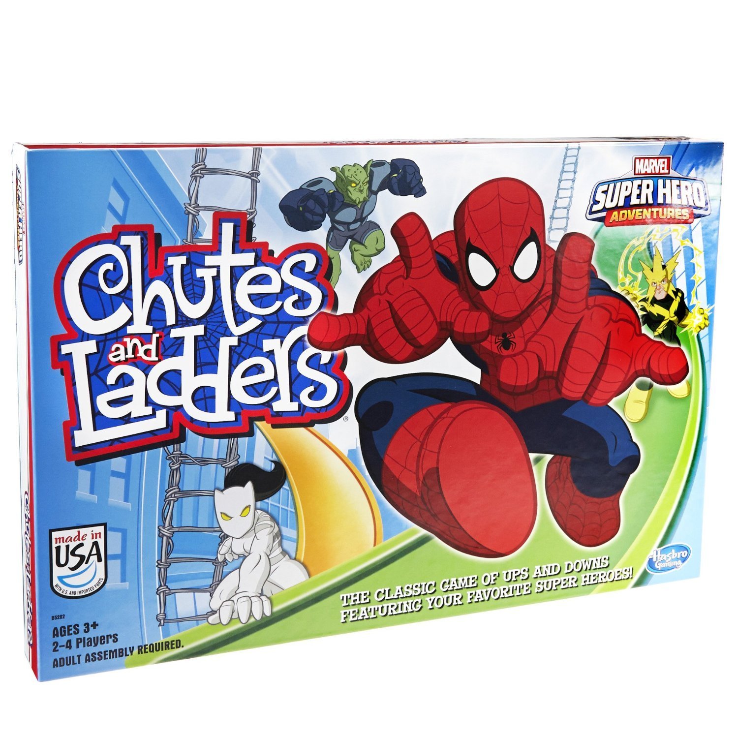 Hasbro Gaming Chutes and Ladders: Marvel Spider-Man Edition Board Game for Kids 2-4 Players, Preschool Games, Easter Gifts for Boys and Girls, Ages 3 and Up (Amazon Exclusive)