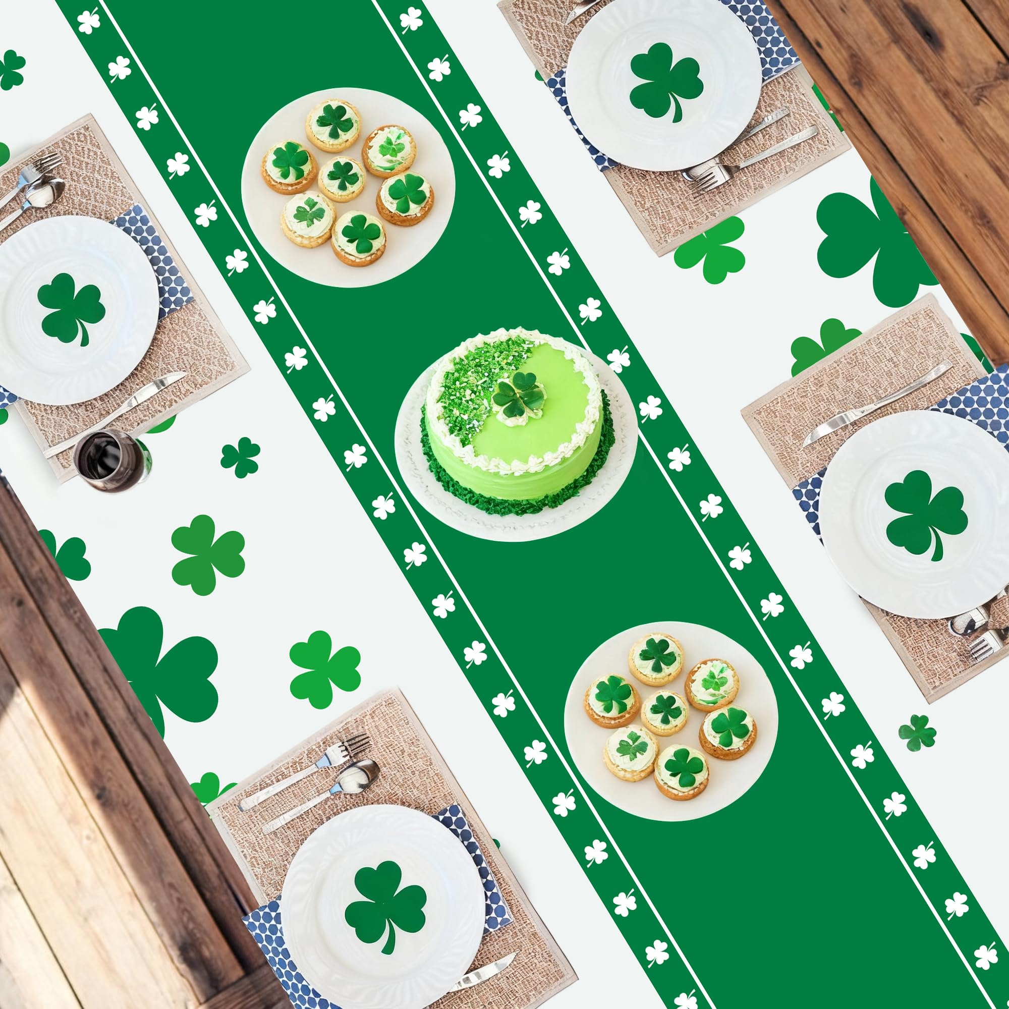 Kelool St Patricks Day Decorations,3 Pack St Patricks Day Tablecloth,Green Plastic Table Cloth Disposable,Table Cover for Shamrock Decorations,Shamrock Rectangle Tablecloth 54 x 108 Inch