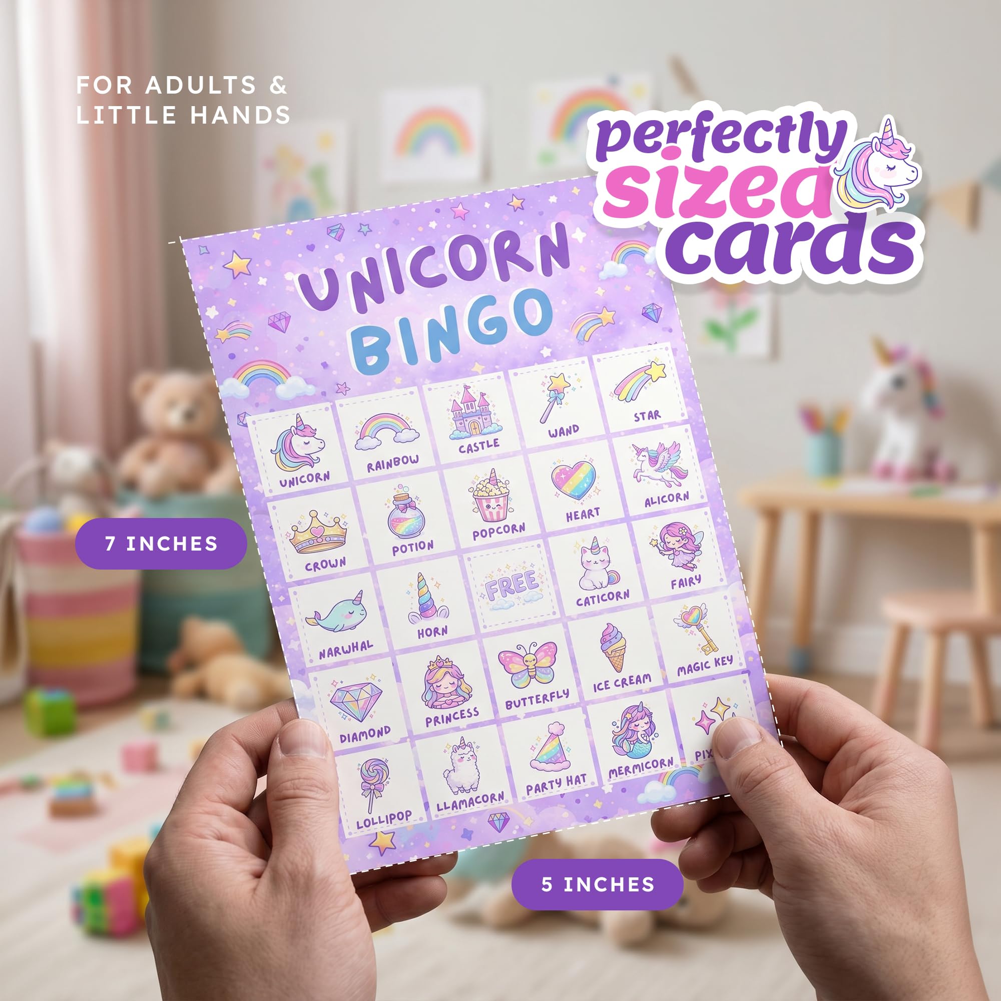 Markt Unicorn Birthday Bingo Game for Kids, Birthday Party Games, Kids Party Games Supplies, 20 Players