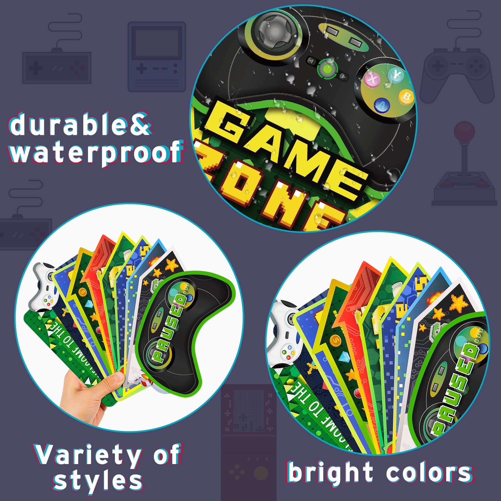 Tenare 20 Pcs Video Game Party Decorations Gaming Signs Level up(Green)