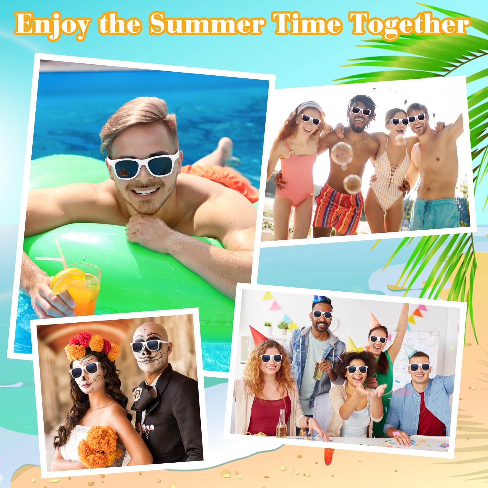 ASTARON 12 Pack Party Favors Sunglasses Bulk Neon Party Favors for Beach Wedding Party Pool Party Supplies
