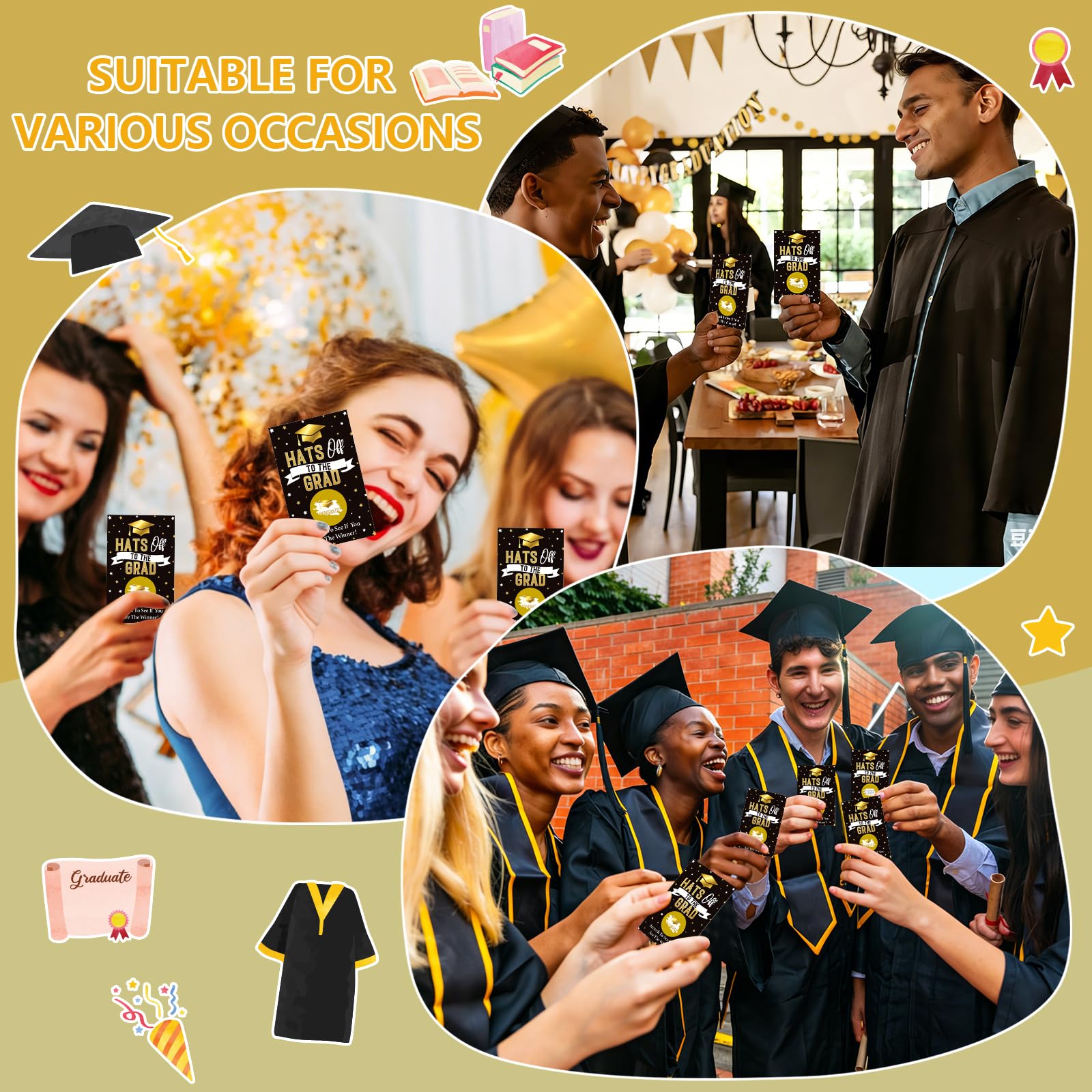 GMEMNOV 36PCS Graduation Scratch Off Cards - Graduation Party Game Cards Congrats Grad Raffle Tickets Graduation Party Favors Supplies