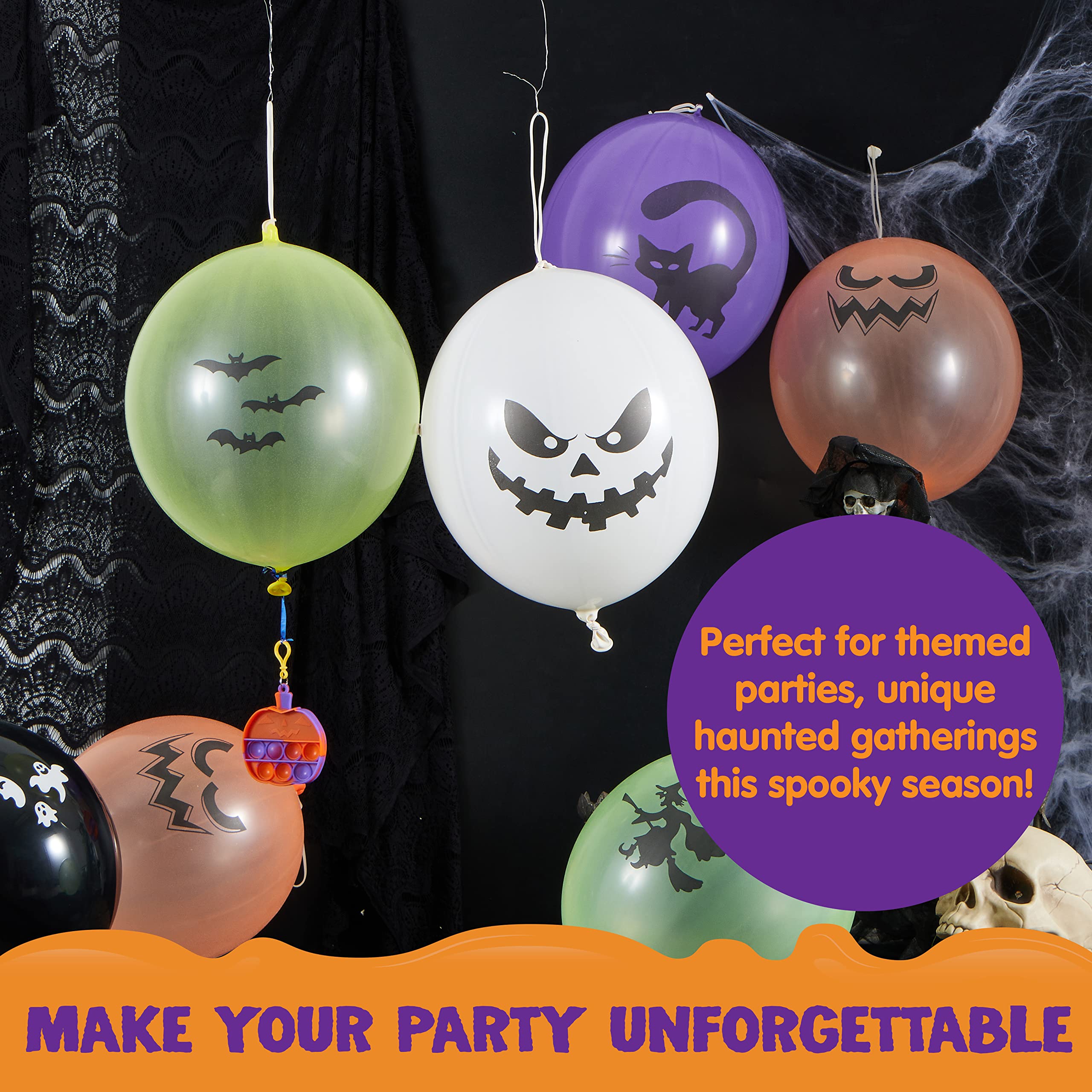 JOYIN 36 Pieces Halloween Punch Balloons for Halloween Punching Balloon Party Favor Supplies Decorations, Trick or Treat Toys,School Classroom Game